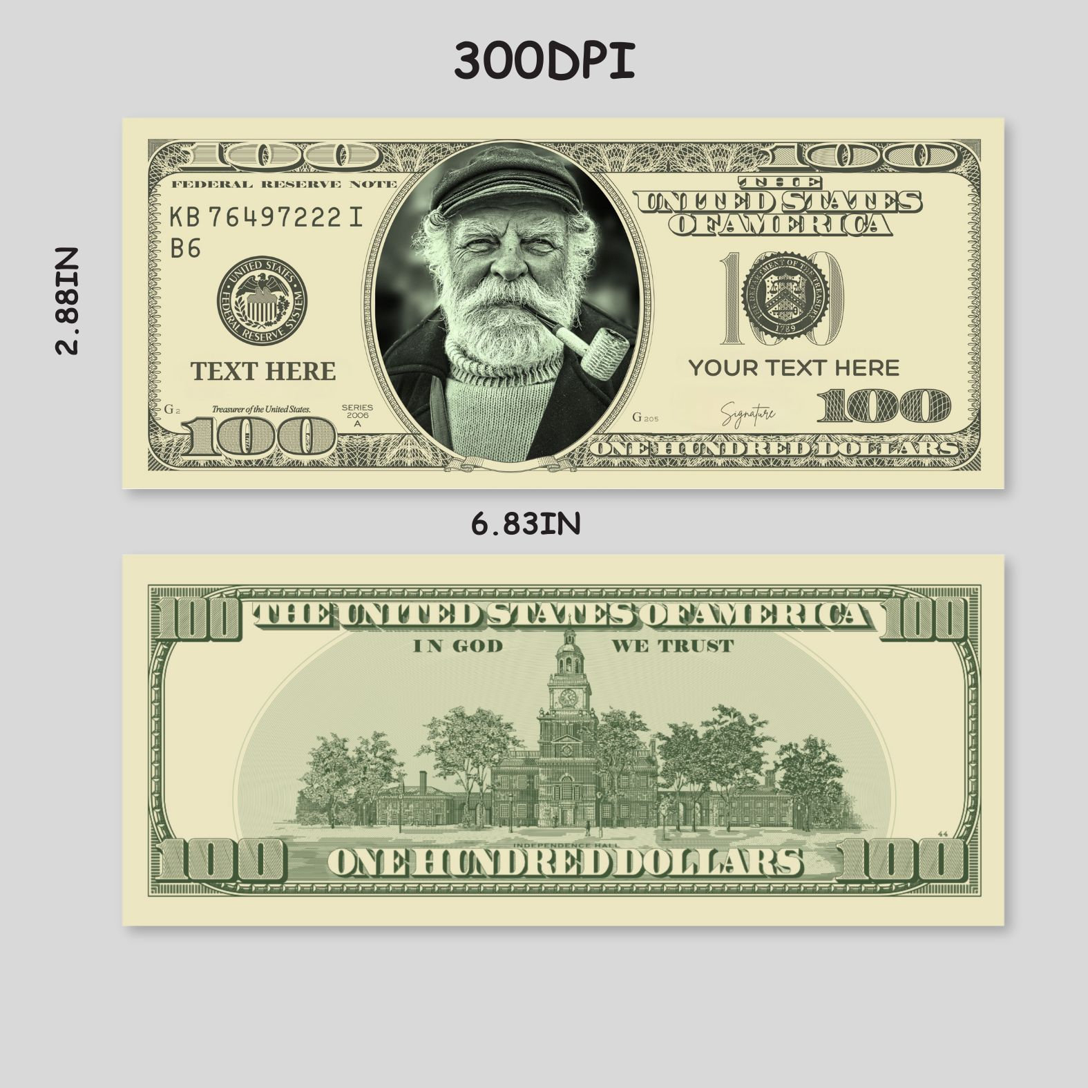 100 Dollar Bill Vorlage, Benutzerdefinierte Spielparty Spielgeld with regard to 100 Dollar Bill Image Printable