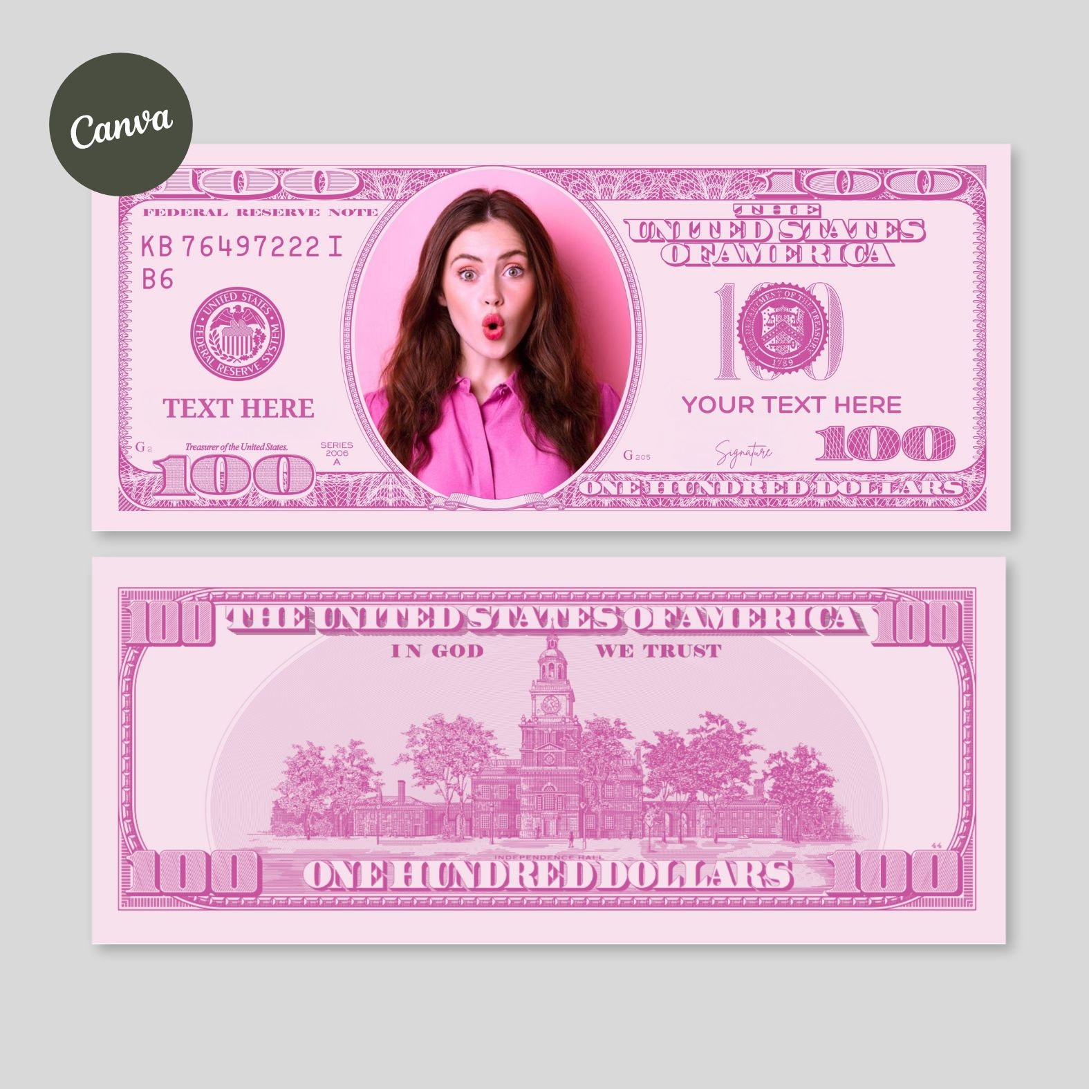 100 Dollar Bill Vorlage, Custom Game Party Spielgeld, Fügen Sie with 100 Dollar Bill Play Money Printable