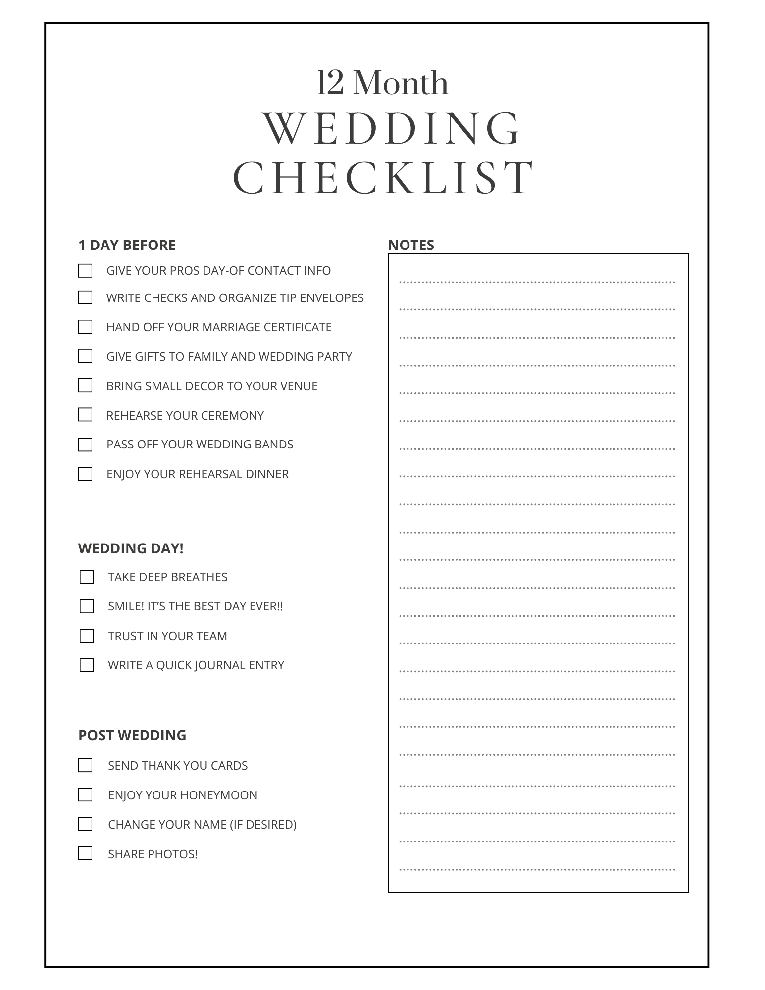 12 Month Wedding Planning Checklist - Free Printable - Party Ideas pertaining to Free Wedding Planning Checklist Printable