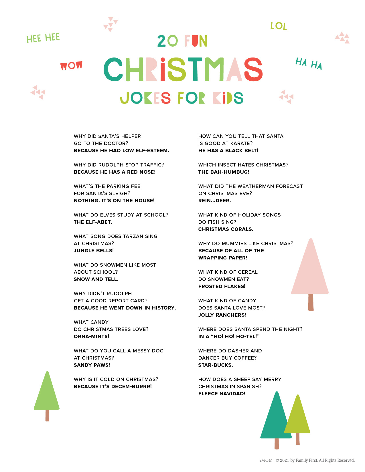 20 Fun Christmas Jokes For Kids - Imom within Christmas Jokes For Kids Printable