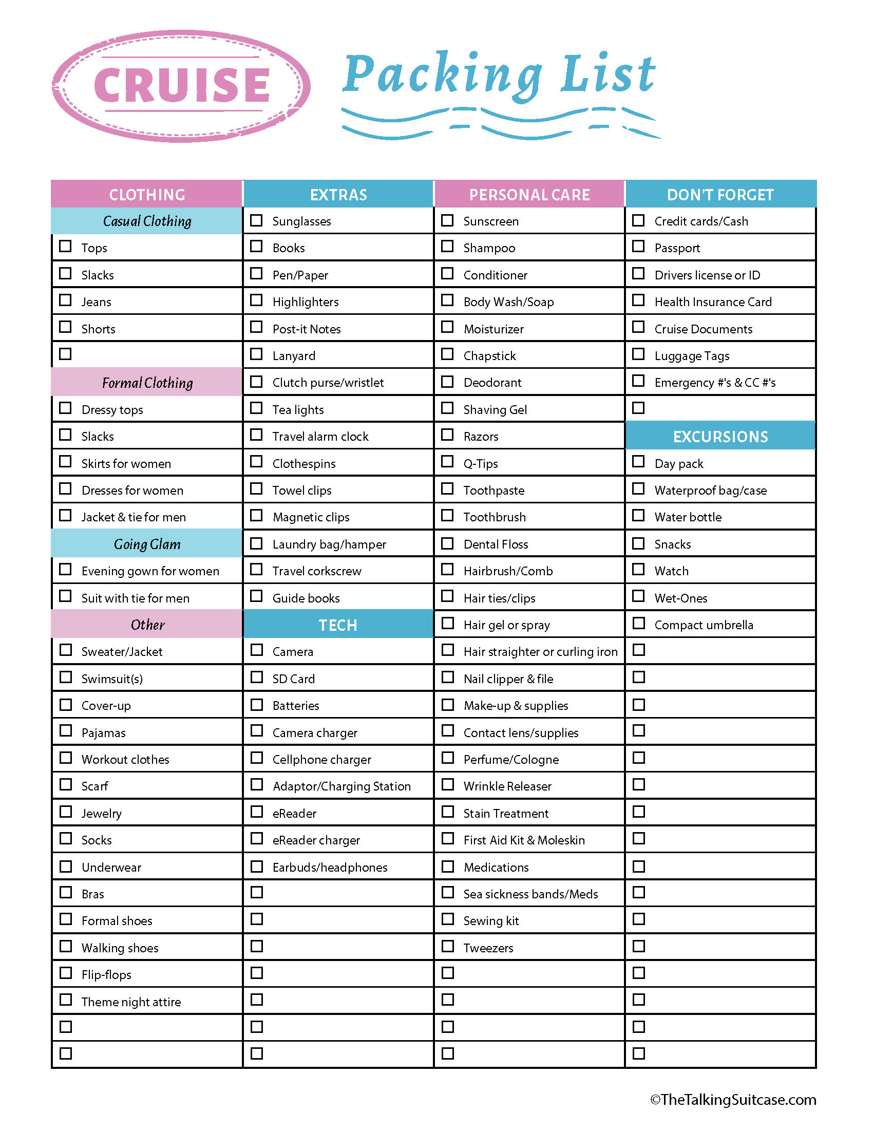 20 Things To Pack For A Cruise: Plus Printable Packing List For pertaining to Packing List For A Cruise Printable