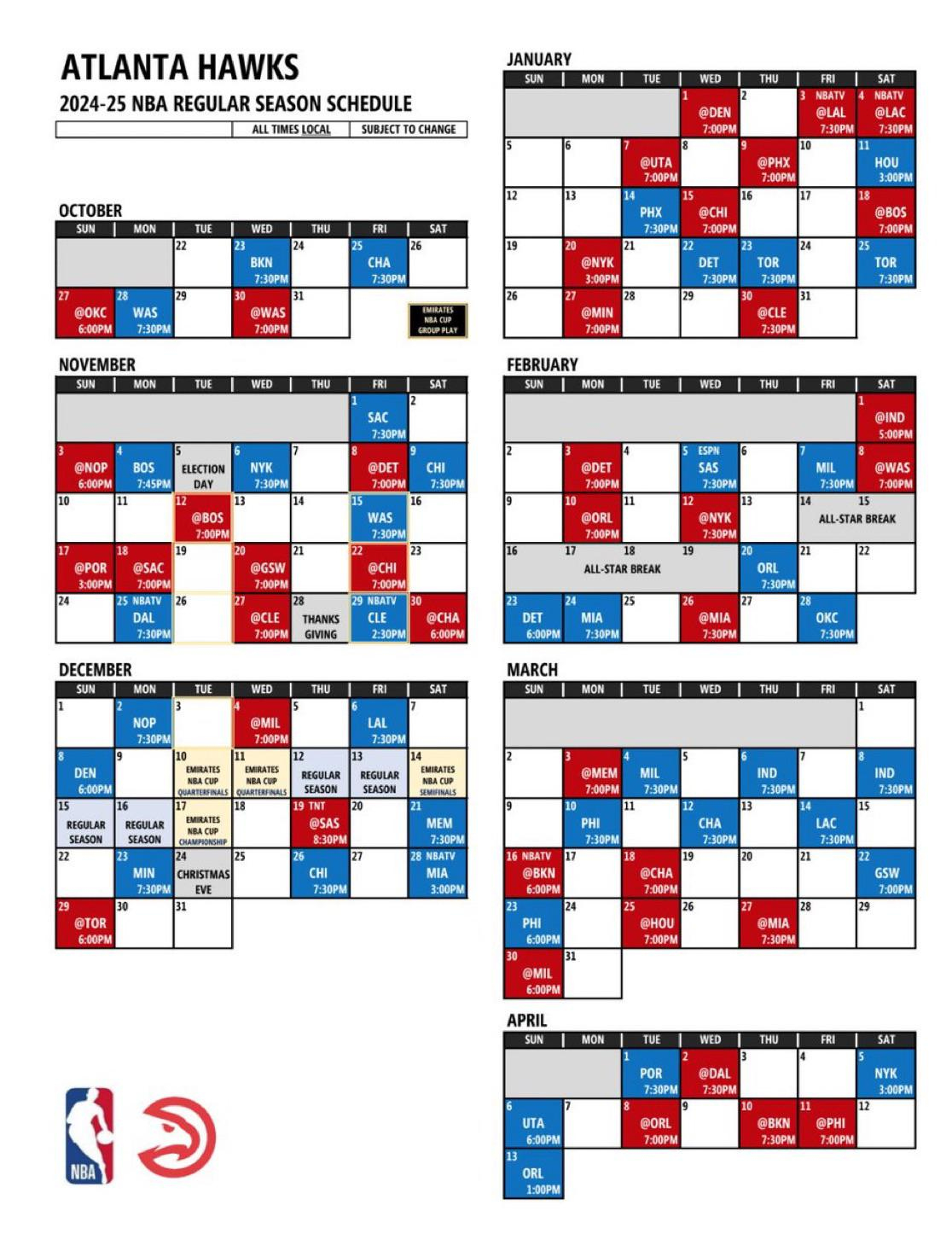 2024 Atlanta Hawks Schedule : R/Atlantahawks with regard to Atlanta Hawks Schedule 24 25 Printable Free