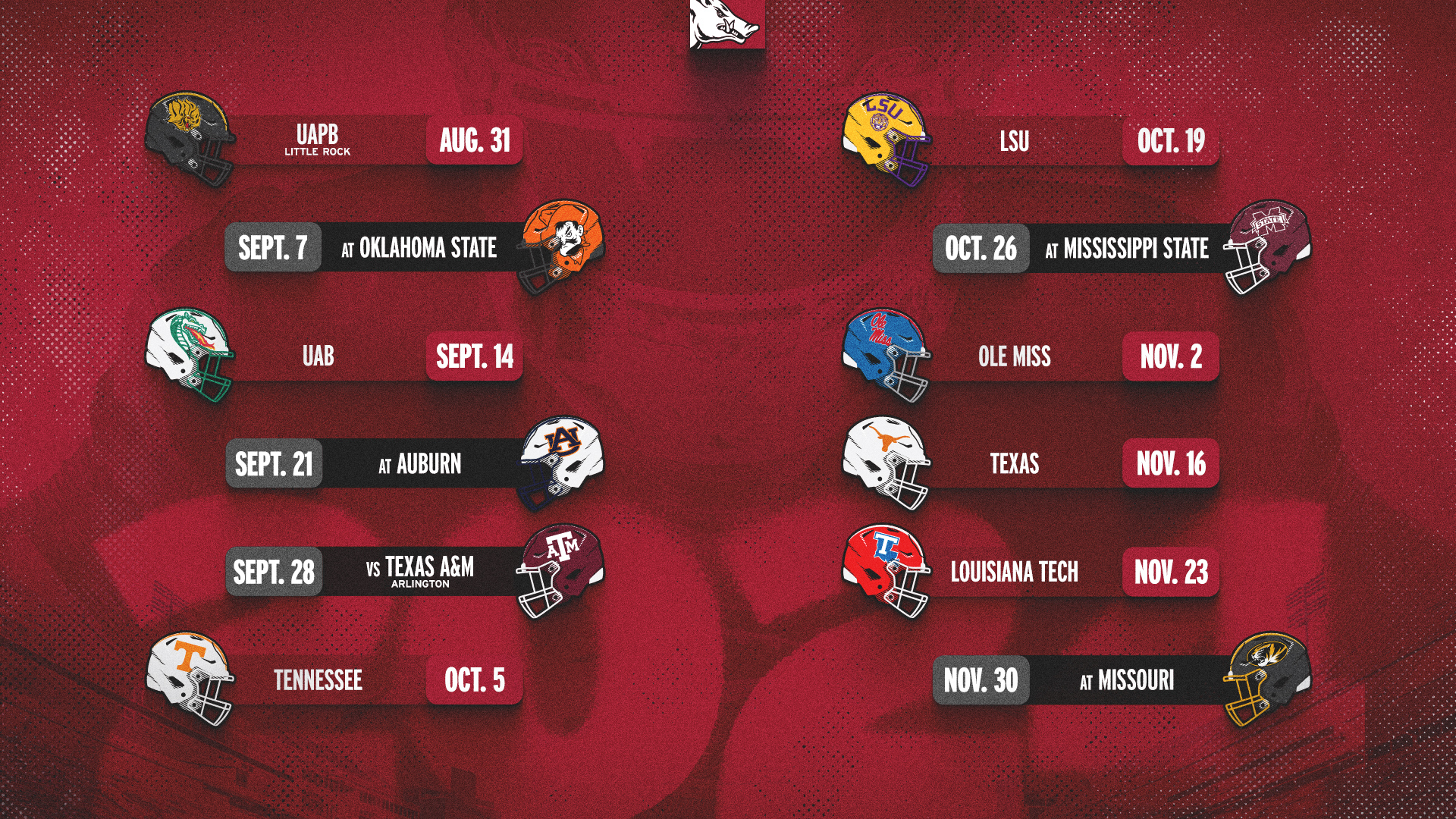 2024 Football Schedule Revealed… Piggy Style | Arkansas Razorbacks inside Arkansas Razorback Football Schedule Printable