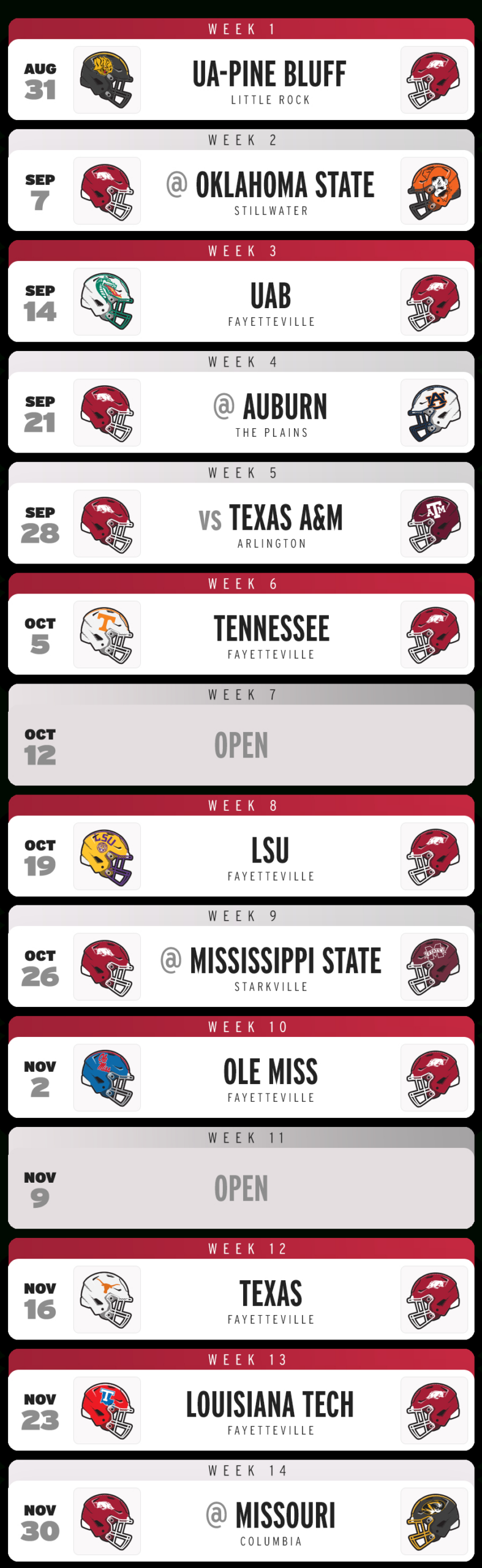 2024 Football Schedule Revealed… Piggy Style | Arkansas Razorbacks regarding Arkansas Razorback Football Schedule Printable