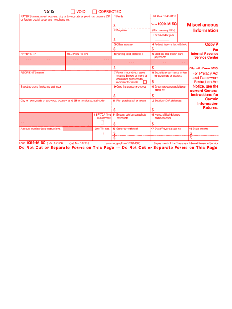 2024 Form Irs 1099-Misc Fill Online, Printable, Fillable, Blank with 1099 Misc Printable 1099 Form
