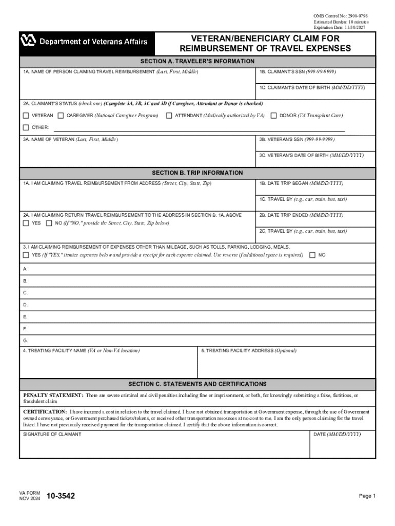 2024 Form Va 10-3542 Fill Online, Printable, Fillable, Blank for Va Form 10 3542 Printable