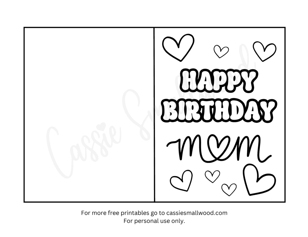 22 Coloring Birthday Cards For Mom Free Printables - Cassie Smallwood with regard to Happy Birthday Mom Card Printable