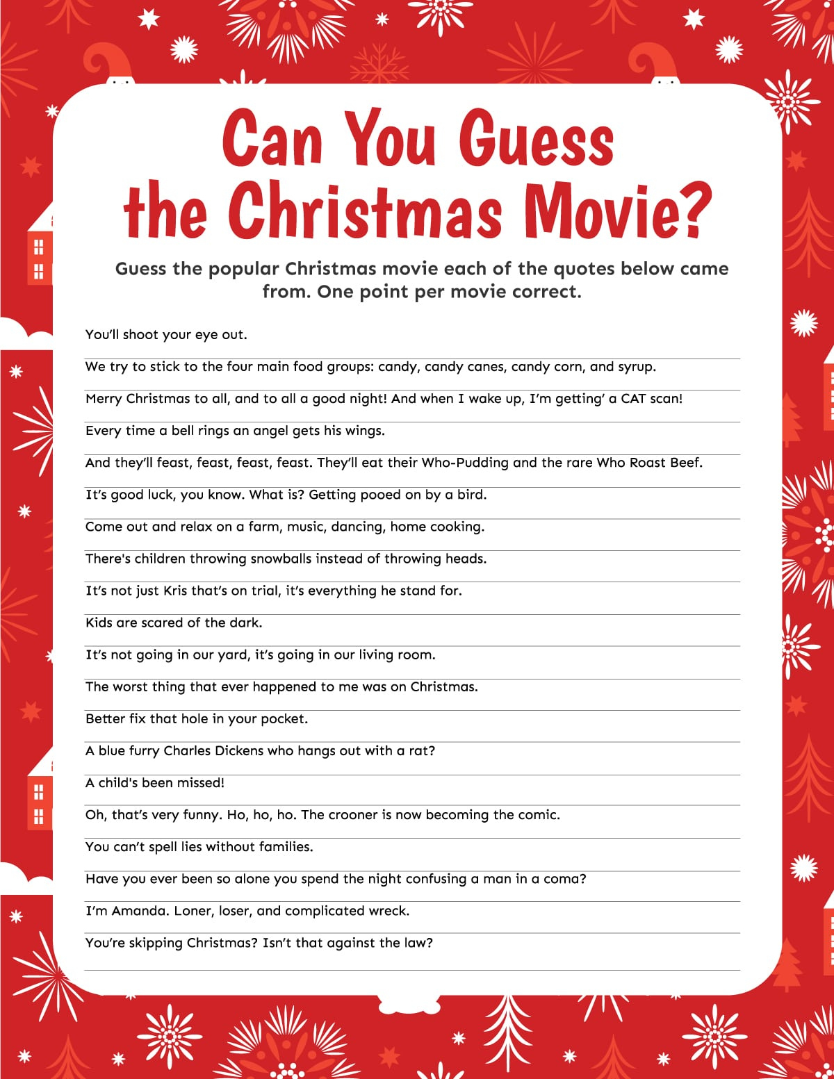 3 Christmas Movie Trivia Games {Free Printable} - Play Party Plan within Christmas Movie Trivia Questions Answers Printable