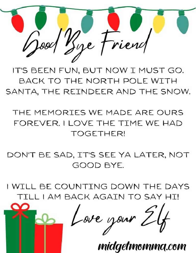 31 Free Elf On The Shelf Goodbye Letter Printables for Elf On The Shelf Goodbye Letter Printable