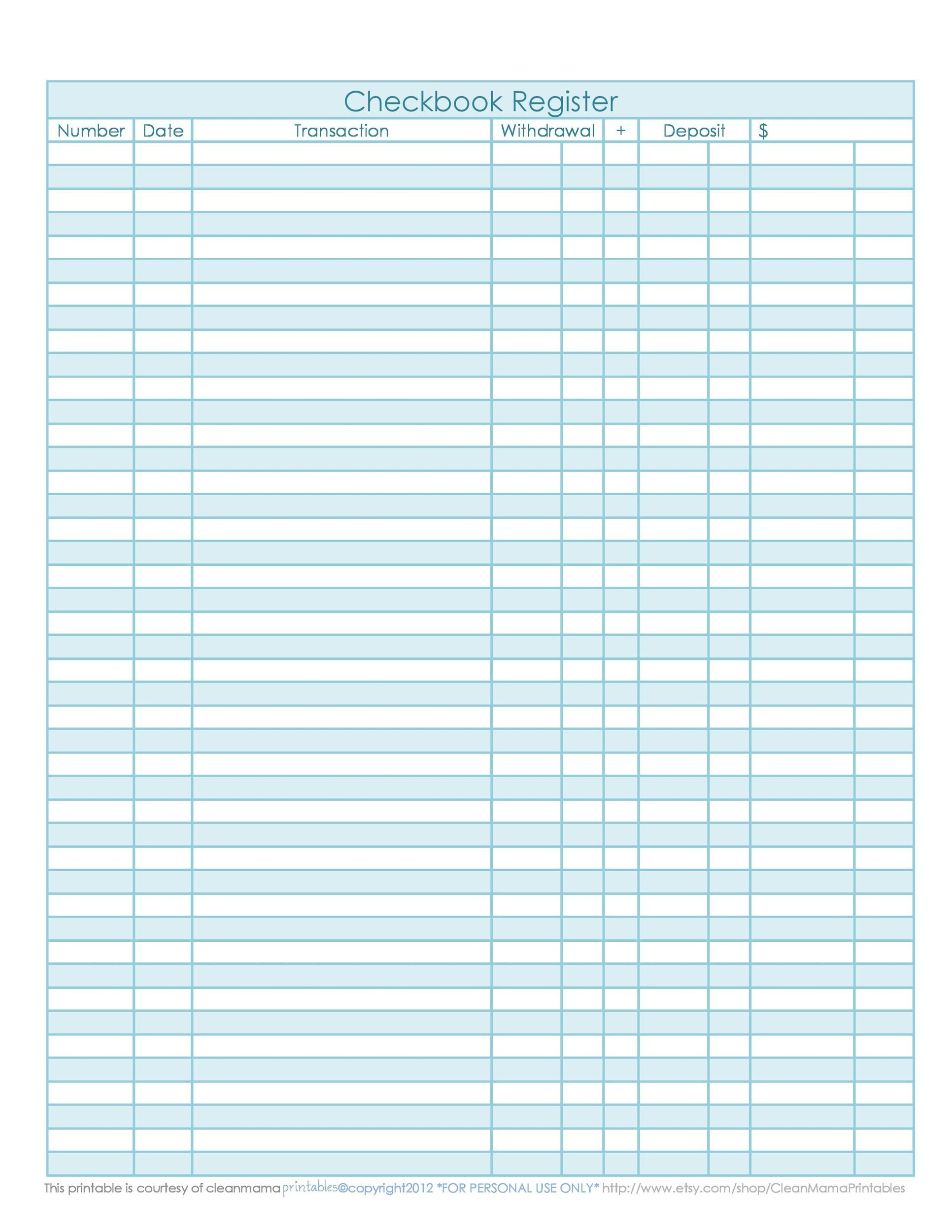 39 Checkbook Register Templates [100% Free, Printable] ᐅ Templatelab inside Free Printable Checkbook Register