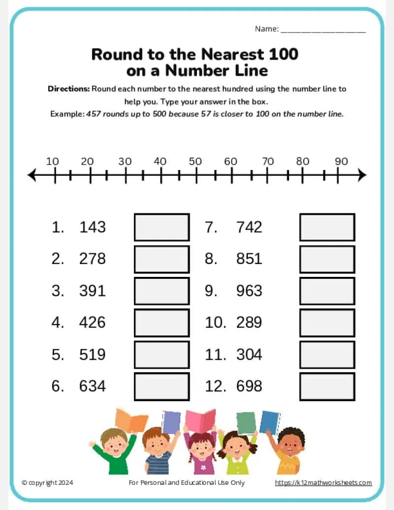 3Rd Grade Rounding Numbers Worksheets - K12 Math Worksheets with regard to Free Printable Worksheets For 3Rd Grade