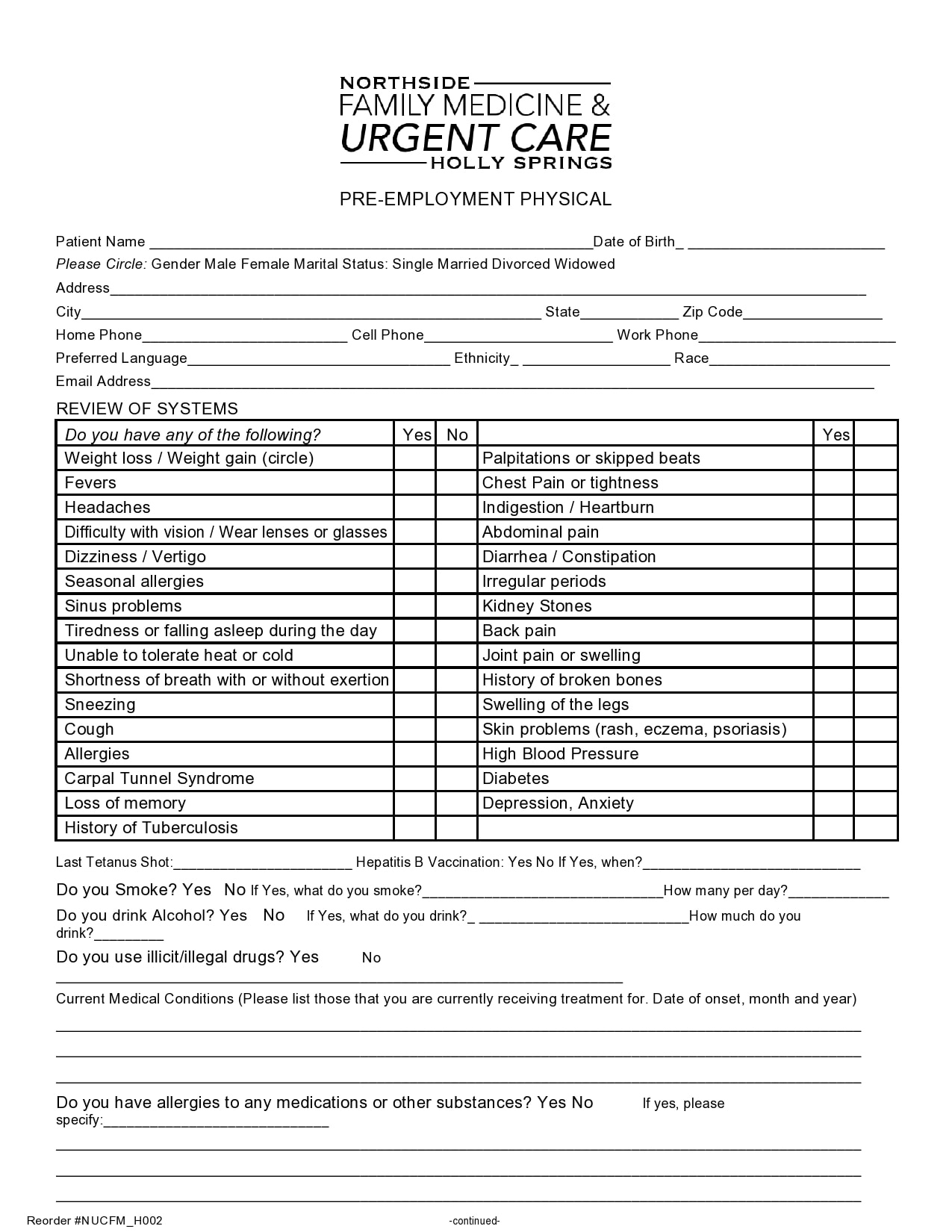 40 Printable Physical Forms For Work (100% Free) - Templatearchive intended for Printable Pre Employment Physical Form