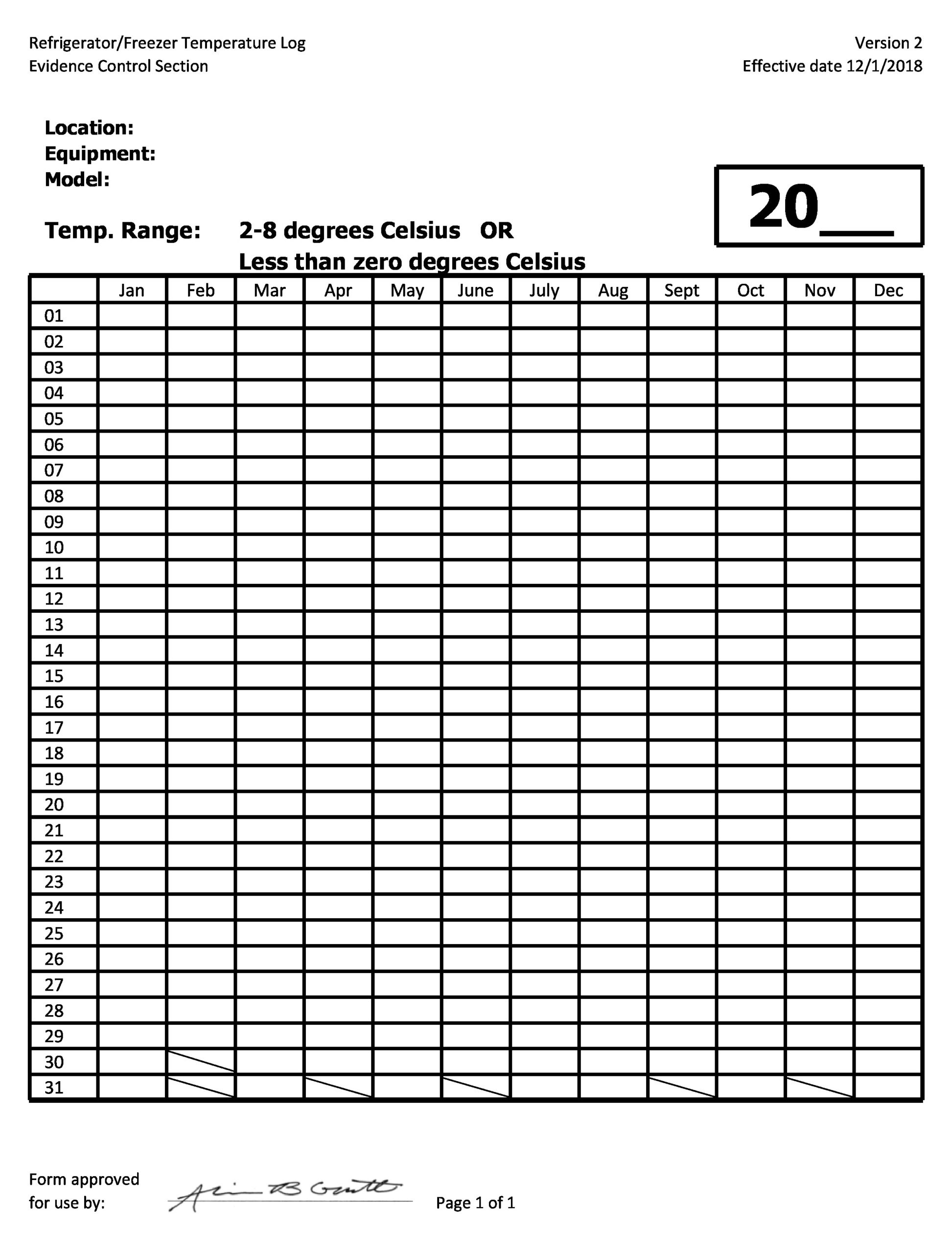 40 Printable Temperature Log Sheets (Word, Excel, Pdf) with regard to Pdf Free Printable Refrigerator Temperature Log Sheet