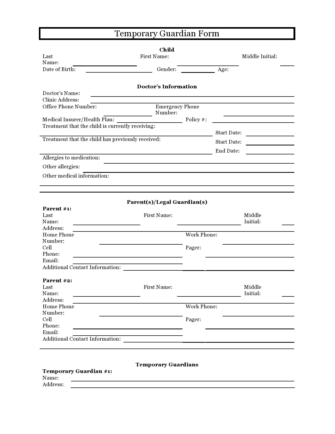 40 Printable Temporary Guardianship Forms [All States] with Printable Legal Guardianship Forms