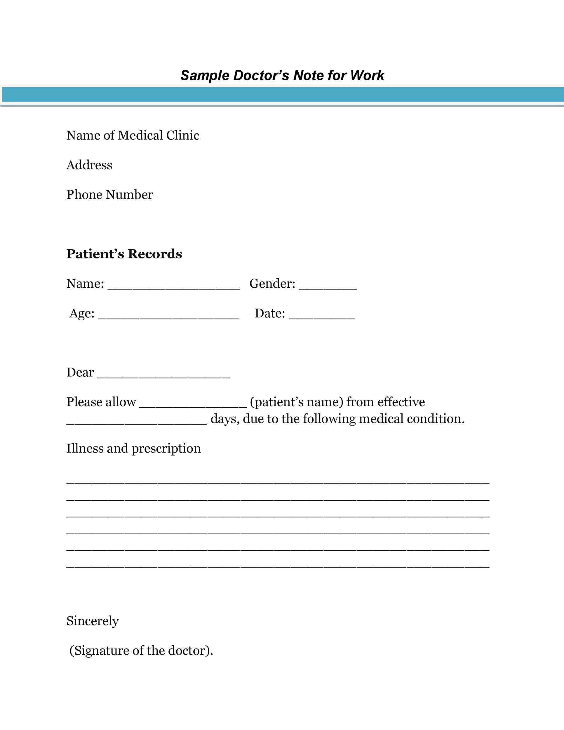 50+ Free Doctor Note Templates [For Work Or School] within Printable Doctors Note For Work