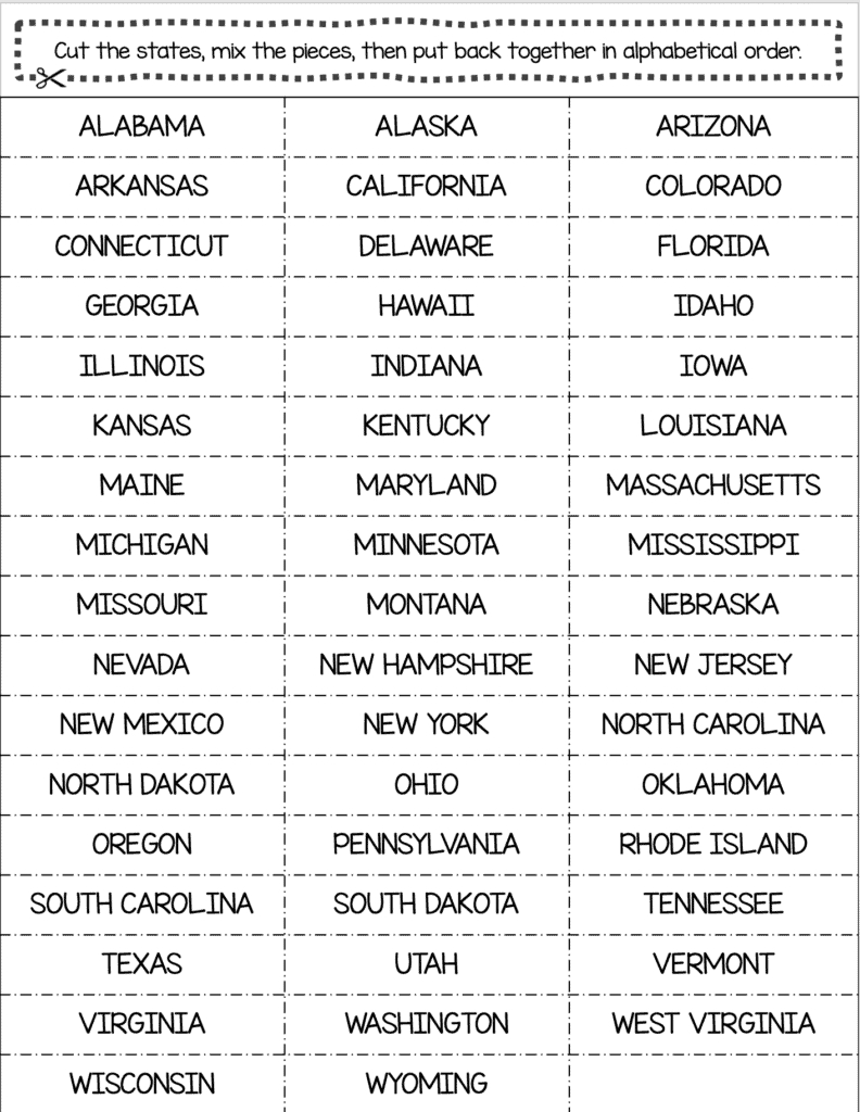 50 States Unit Study - Learn All 50 States And Capitals! throughout 50 States in Alphabetical Order Printable