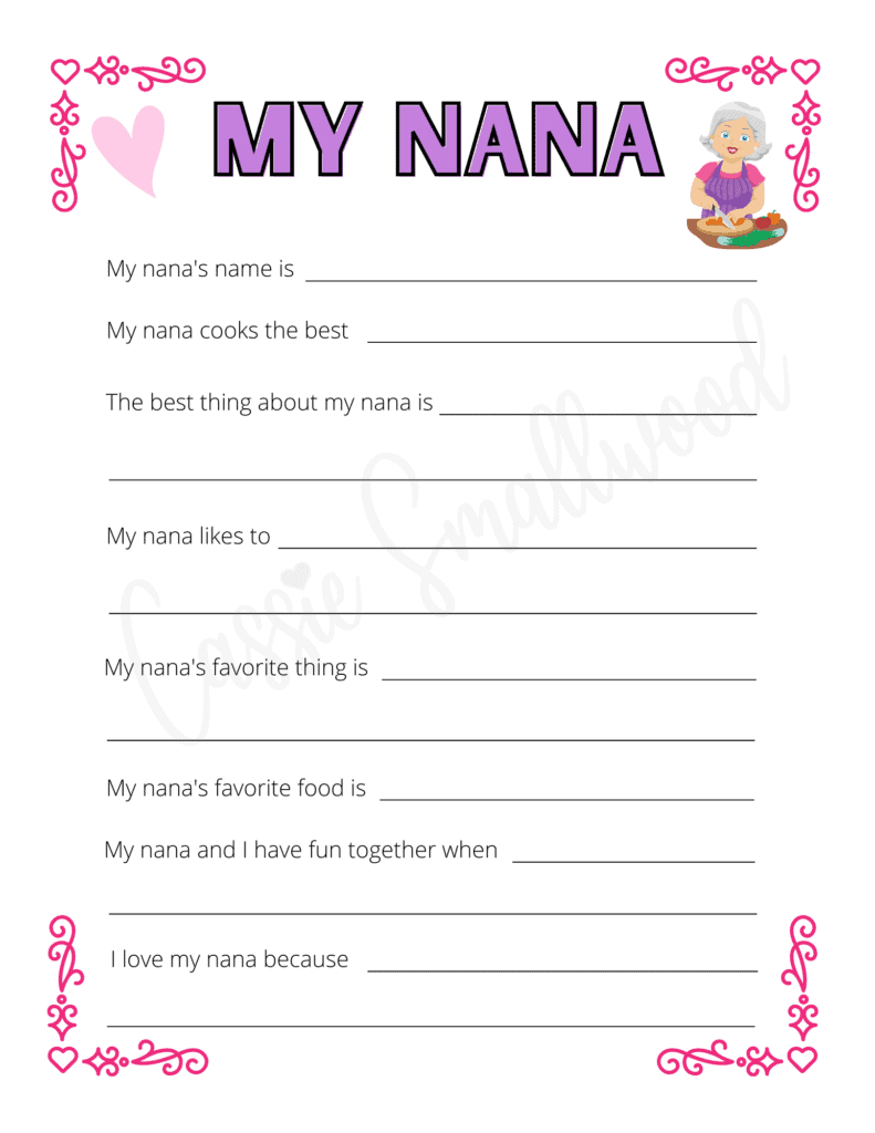 6 Cute Mother&amp;#039;S Day Questionnaires (Free Printables) - Cassie regarding All About My Nana Free Printable