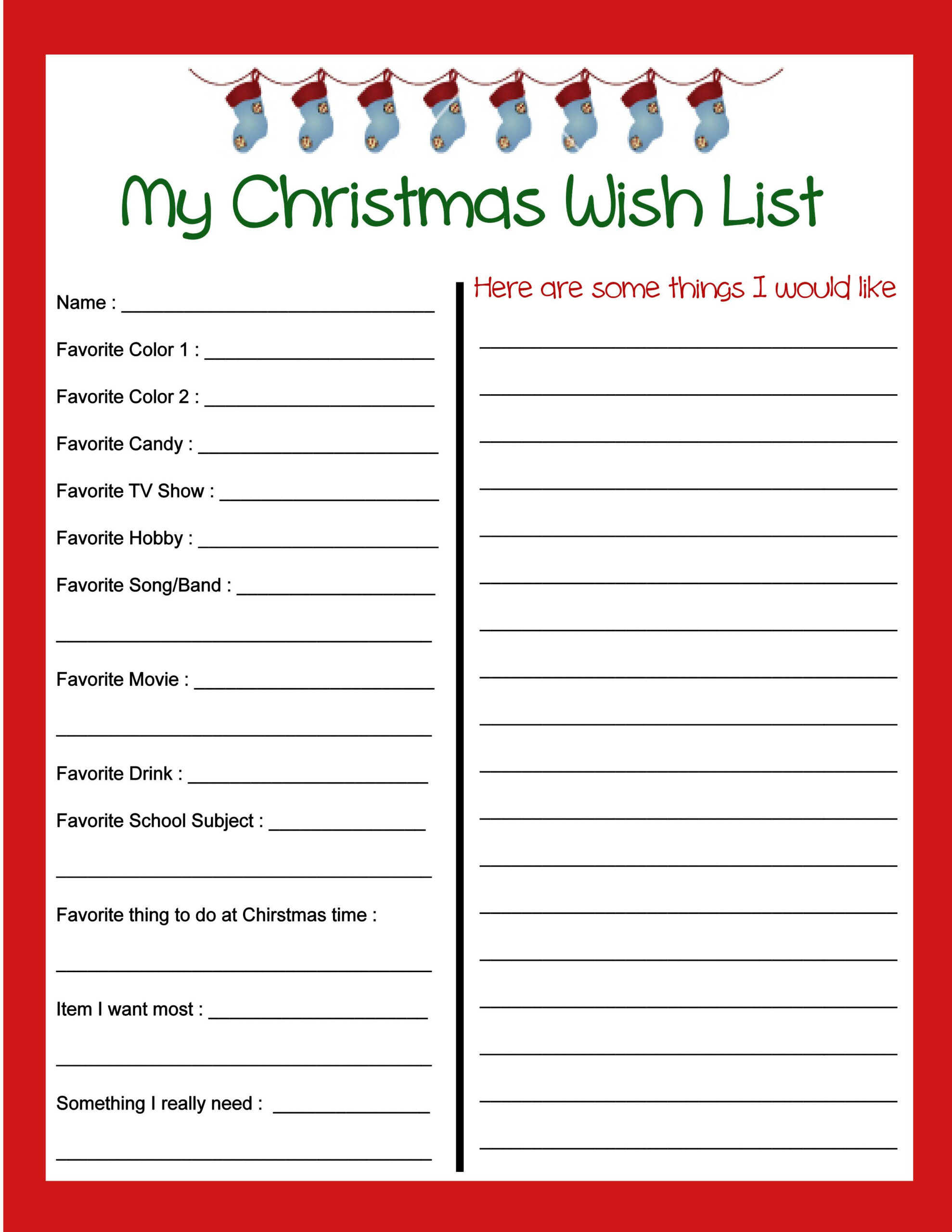 9 Best Christmas List Printable Ideas | Christmas List Printable intended for Free Printable Christmas Wish List Template