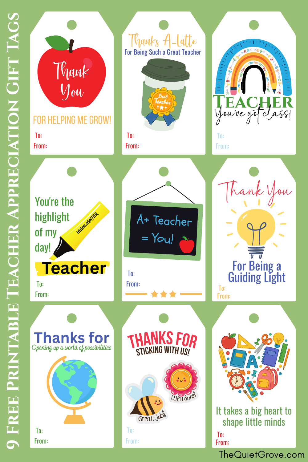 9 Free Printable Teacher Appreciation Gift Tags ⋆ The Quiet Grove throughout Free Printable Teacher Appreciation Tags