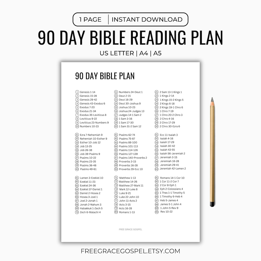 90 Day Bible Reading Plan | Bible Plan Printable | Start To Finish with 90 Day Bible Reading Plan Printable