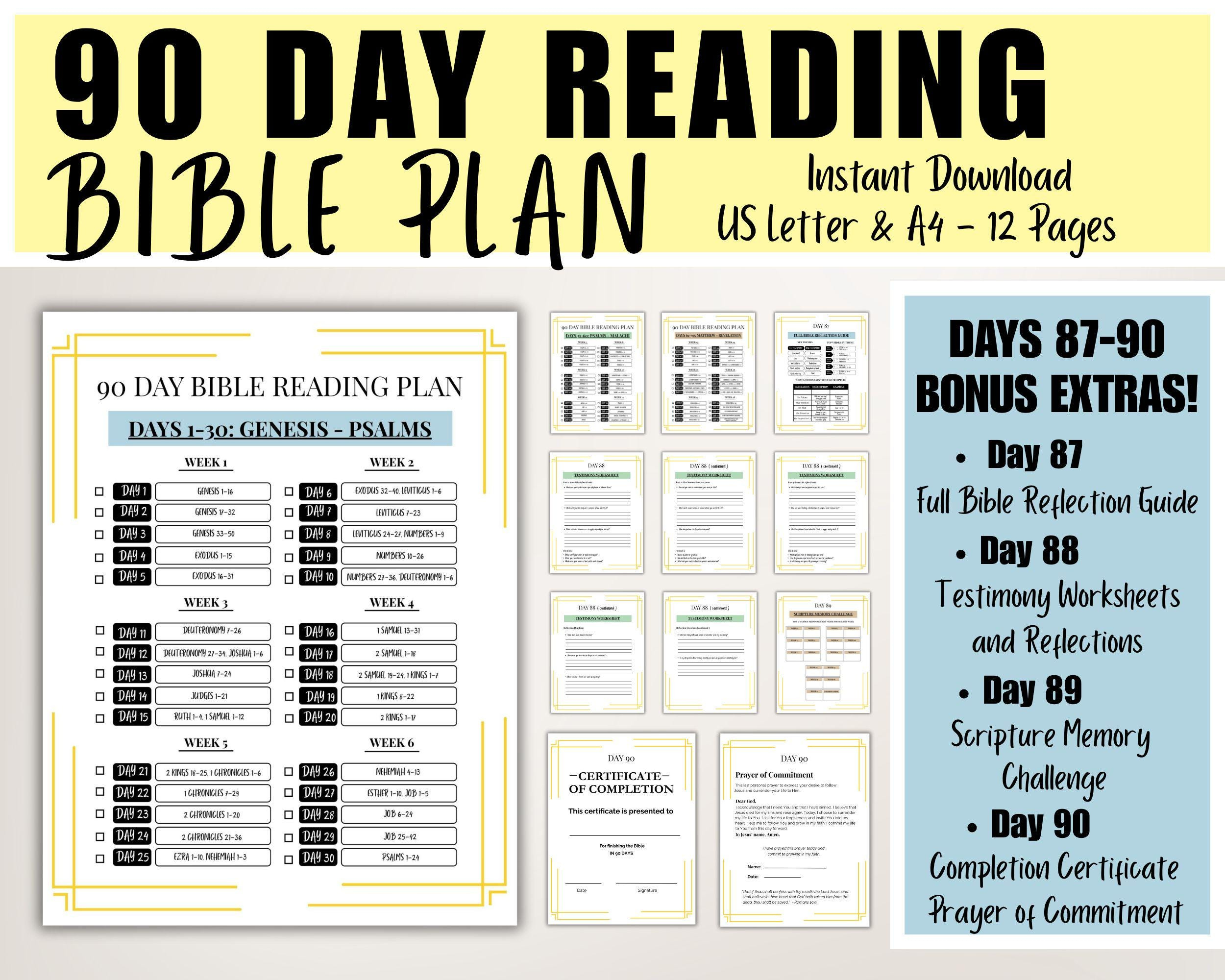 90 Day Bible Reading Plan Pdf - Printable Bible Study Tool, Church for 90 Day Bible Reading Plan Printable
