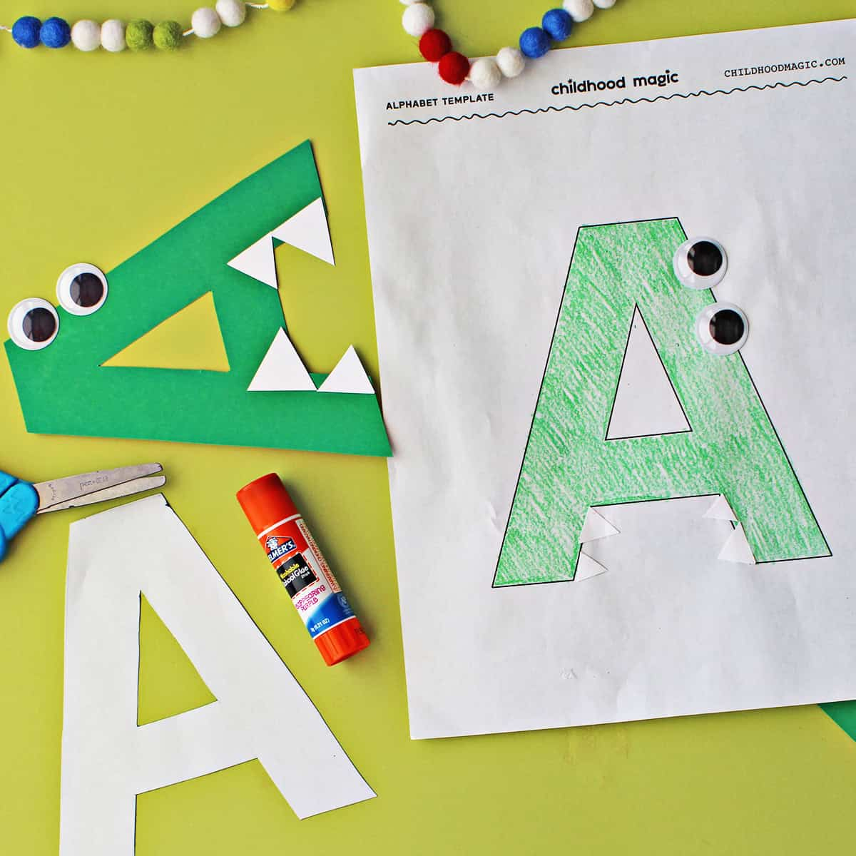 A Is For Alligator- Free Printable Letter A Craft - Childhood Magic within Letter a Alligator Craft Printable Template