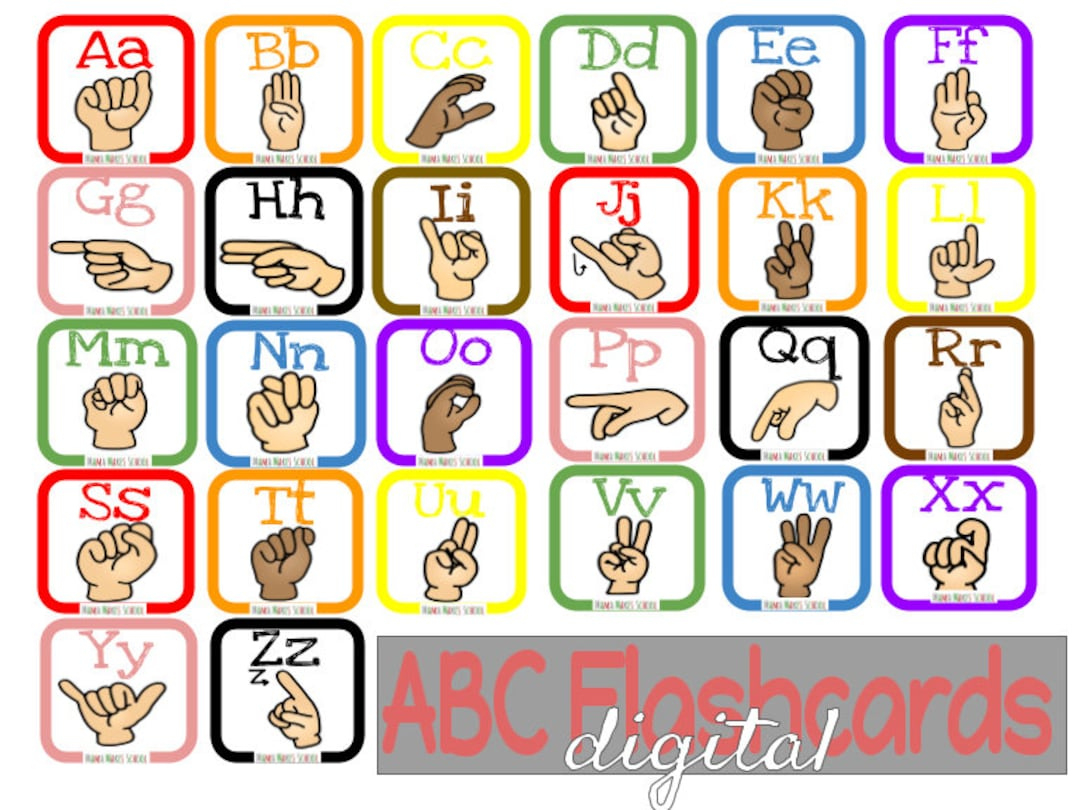 Abc Asl Flashcards Digital, Sign Language, Printable, Alphabet - Etsy inside Alphabet in Sign Language Printable