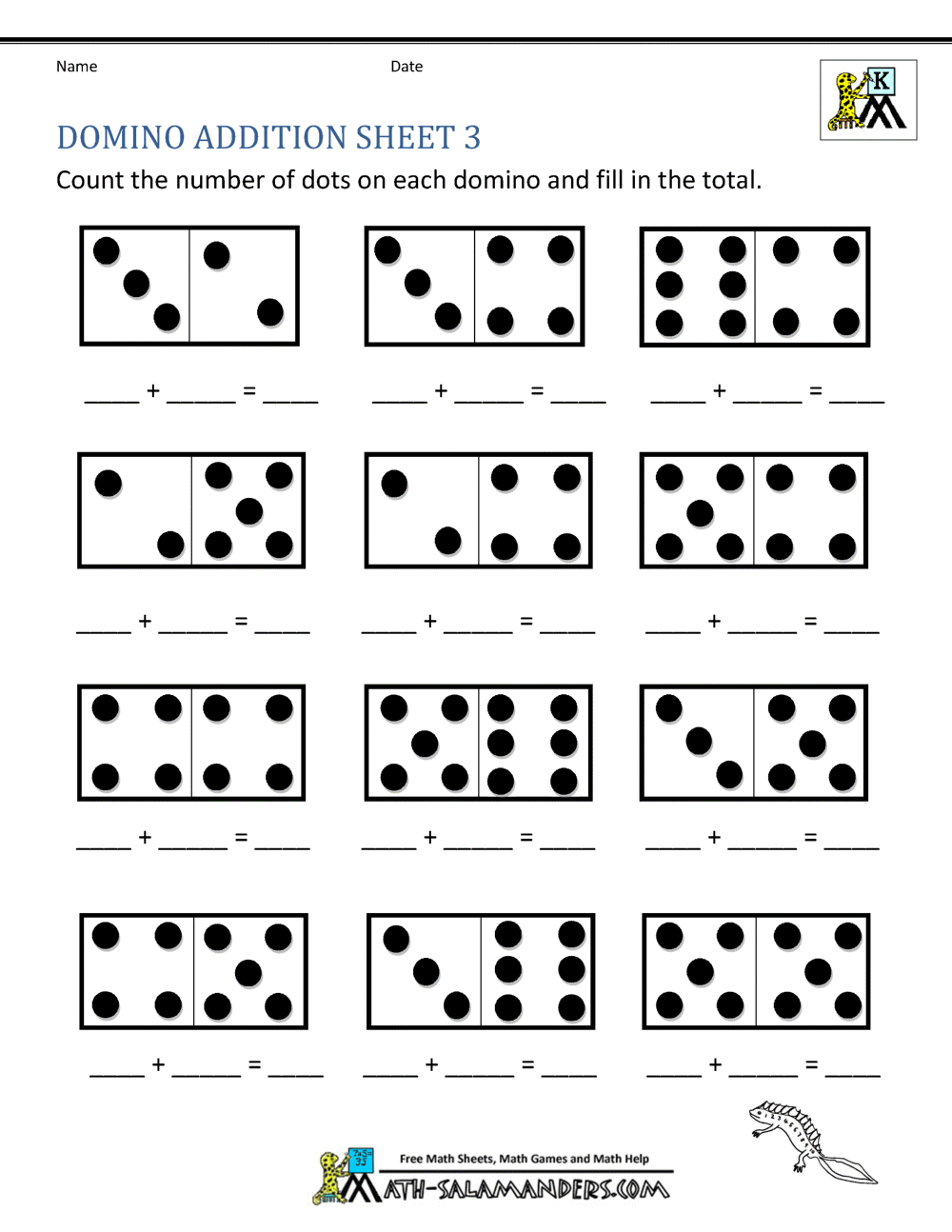Addition Math Worksheets For Kindergarten in Free Printable Math Worksheets For Kindergarten