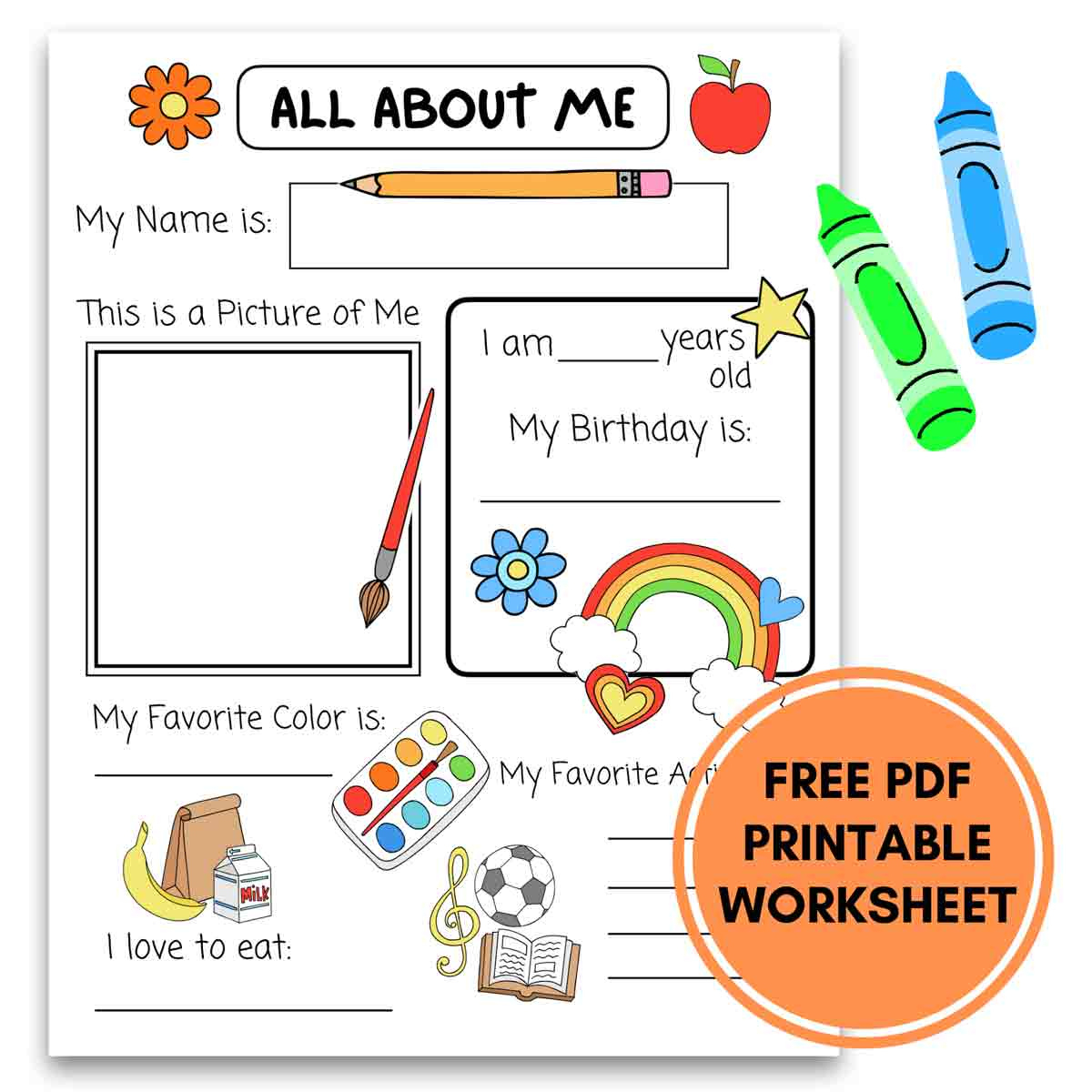 All About Me Printable Preschool Worksheet (Free Pdf) - Mindymakes intended for All About Me Preschool Printable