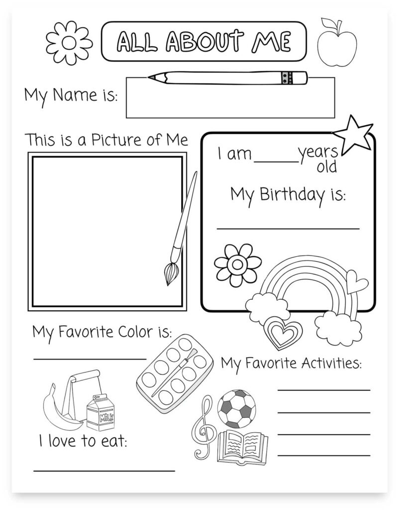All About Me Printable Preschool Worksheet (Free Pdf) - Mindymakes regarding All About Me Preschool Printable