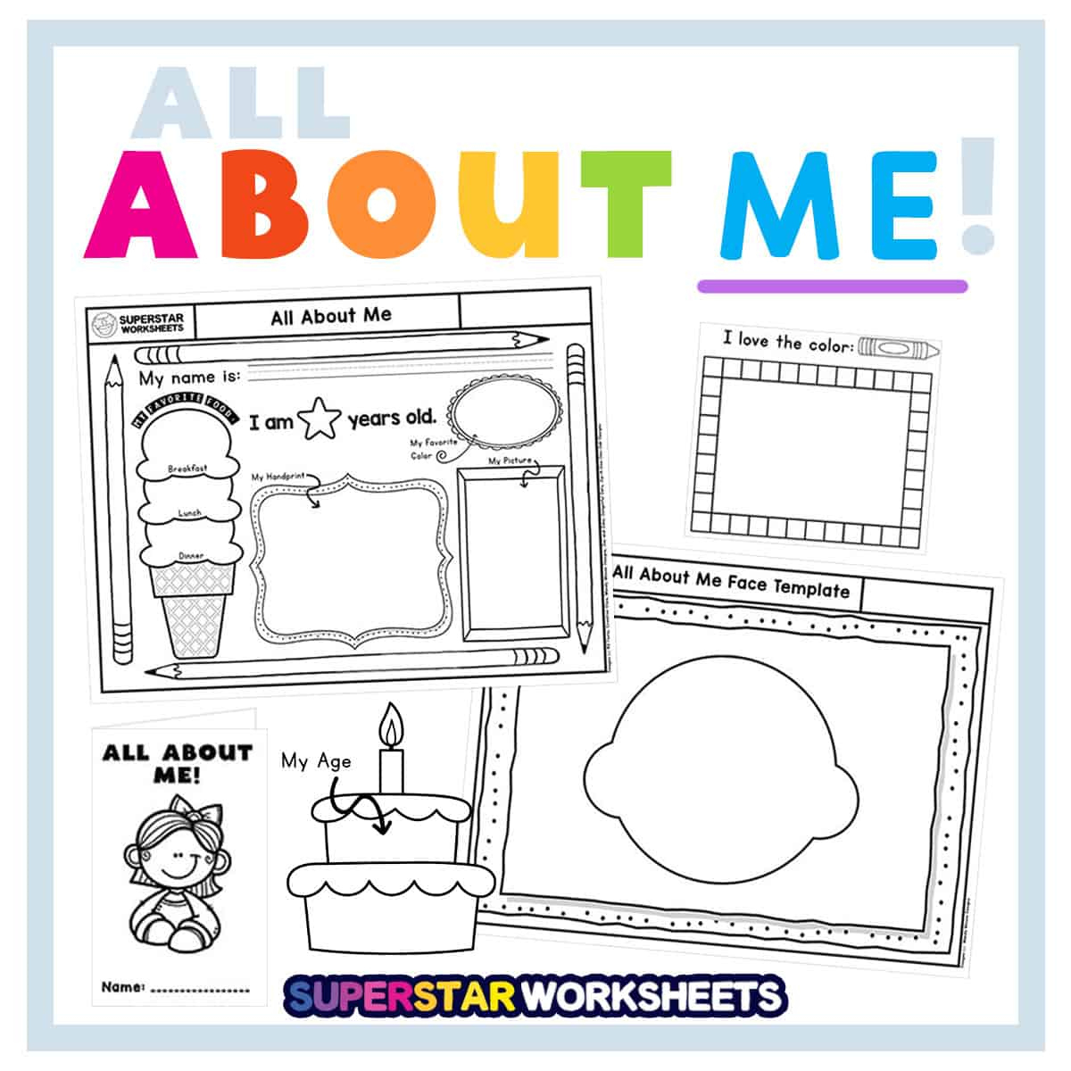 All About Me Template - Superstar Worksheets with regard to All About Me Poster Preschool Free Printable