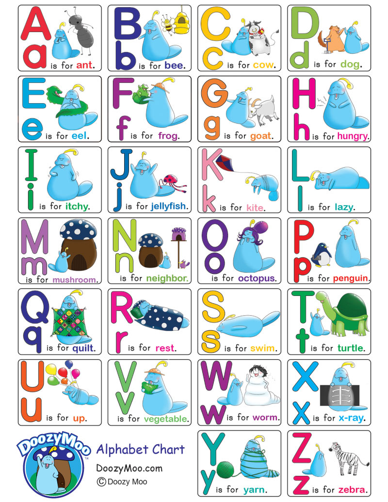 Alphabet Chart With Pictures (Free Printable) - Doozy Moo with regard to Alphabet Letters And Pictures Printable