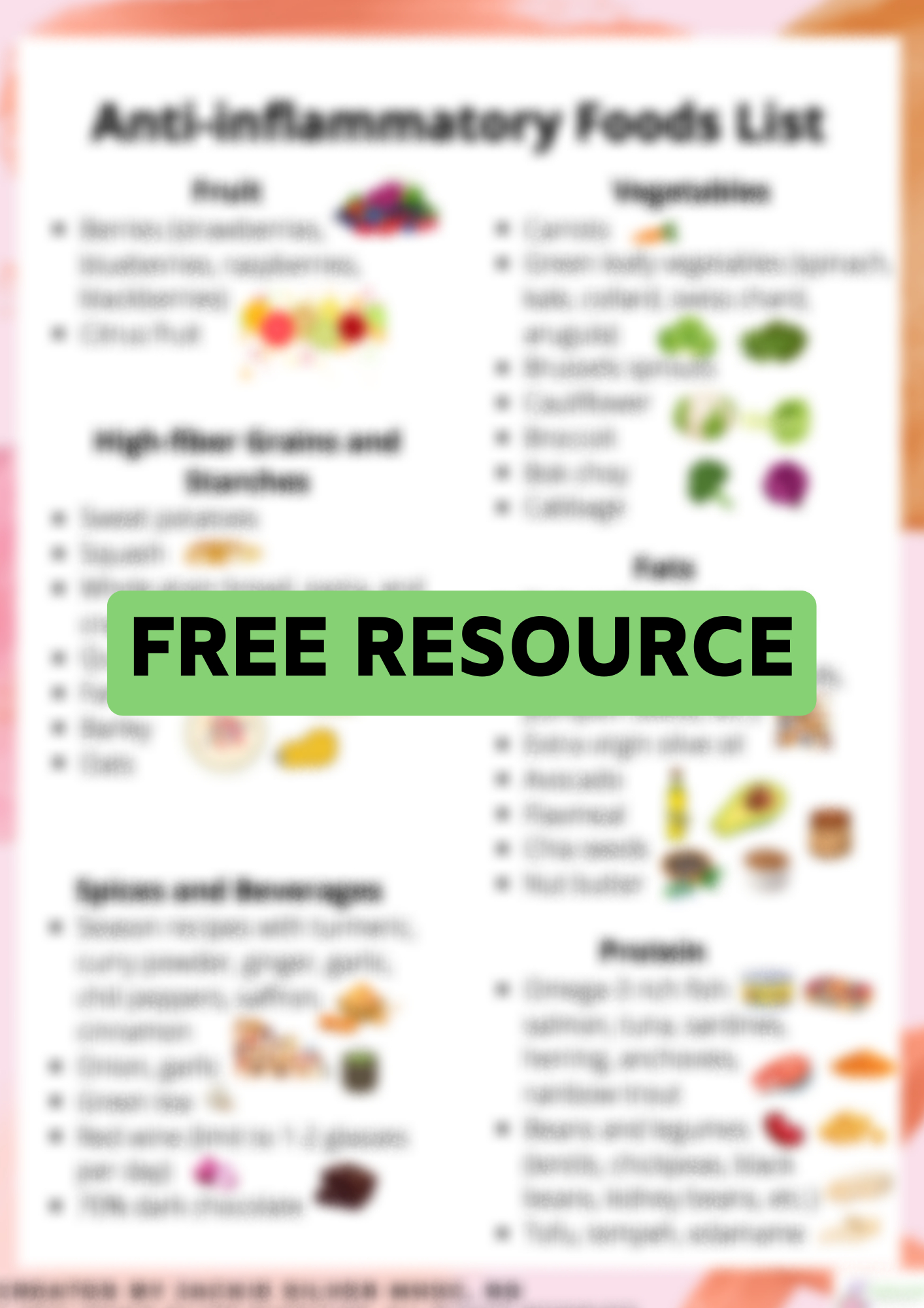 Anti-Inflammatory Food List - Well Resourced Dietitian inside Pdf Printable Anti Inflammatory Diet