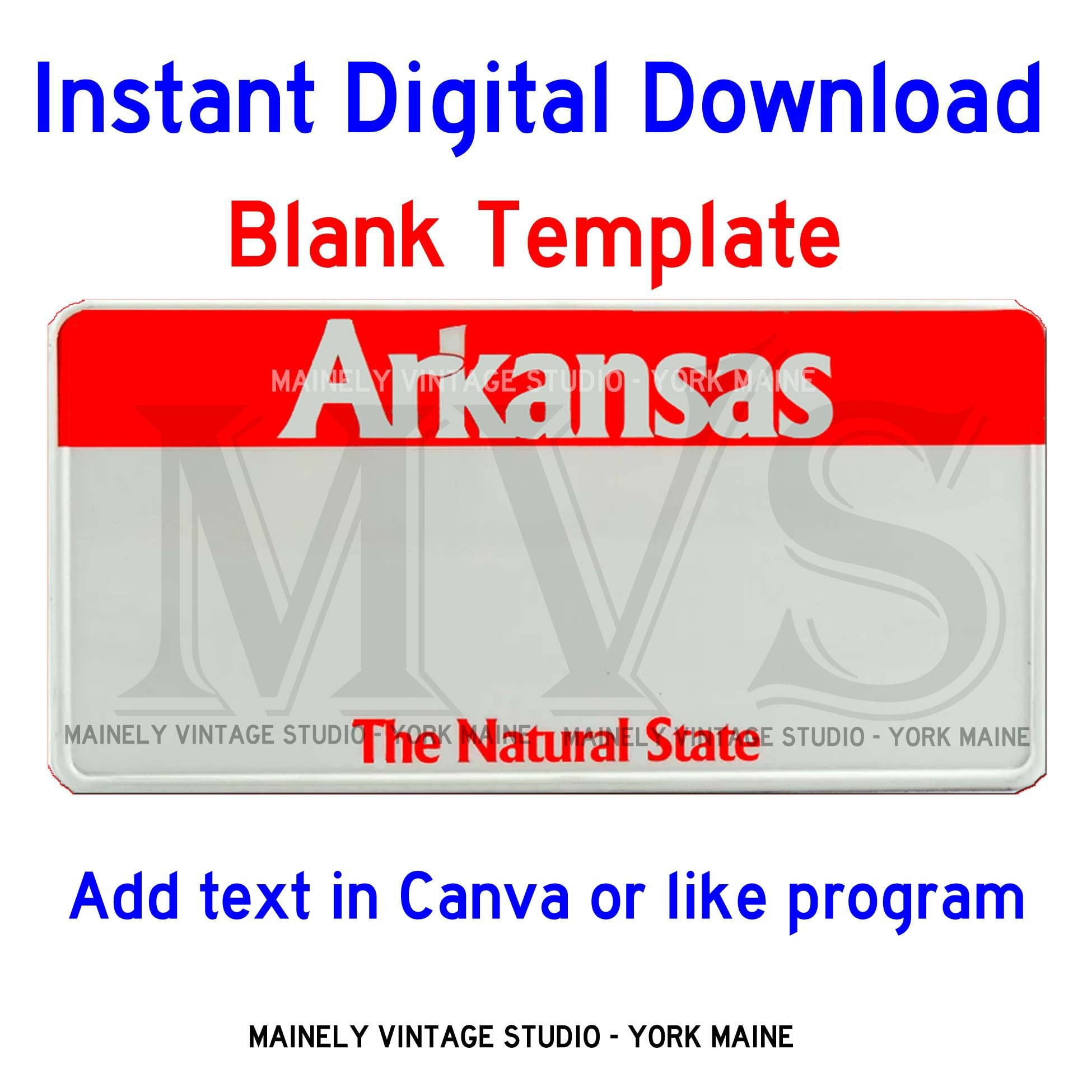 Arkansas Ar License - Vanity Plate Blank Template Digital inside Printable Temporary License Plate Arkansas
