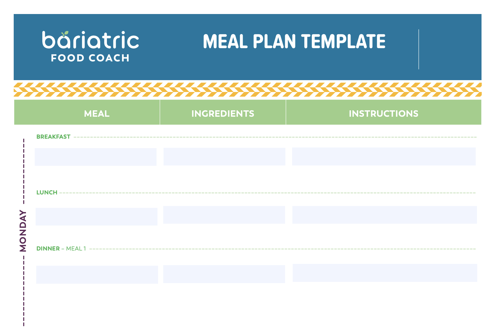 Bariatric Meal Plan Template | Bariatric Food Coach pertaining to Printable Bariatric Meal Plan