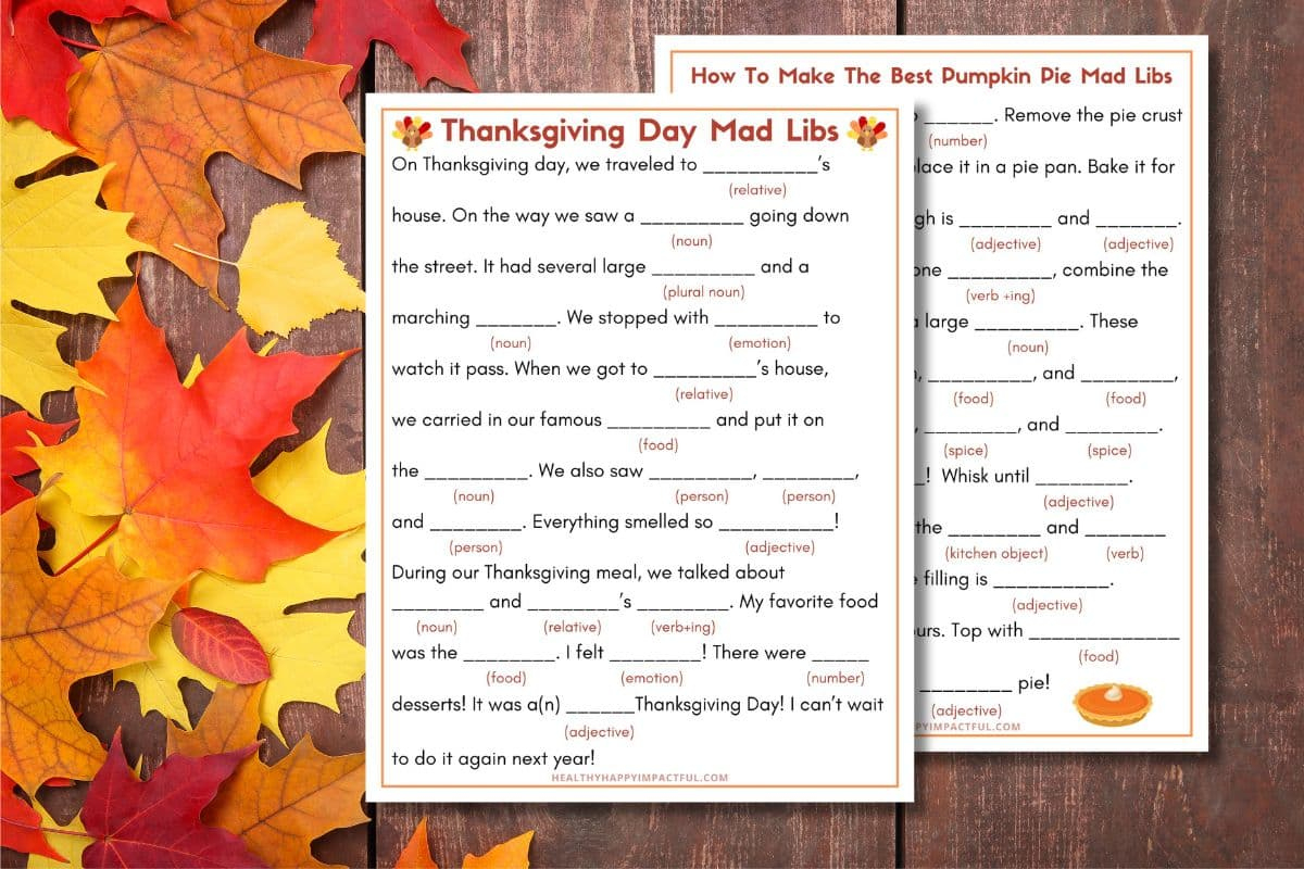 Best Thanksgiving Mad Libs Free Printable (Use It This Year!) with regard to Free Thanksgiving Mad Libs Printables