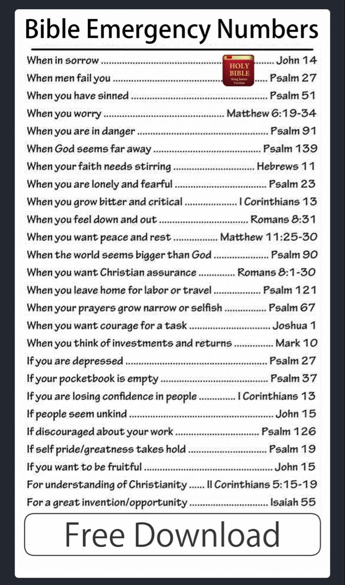 Bible Emergency Numbers for Bible Emergency Numbers Printable Free