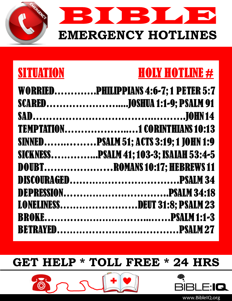 Bible Hotline | Bible Iq regarding Bible Emergency Numbers Printable Free