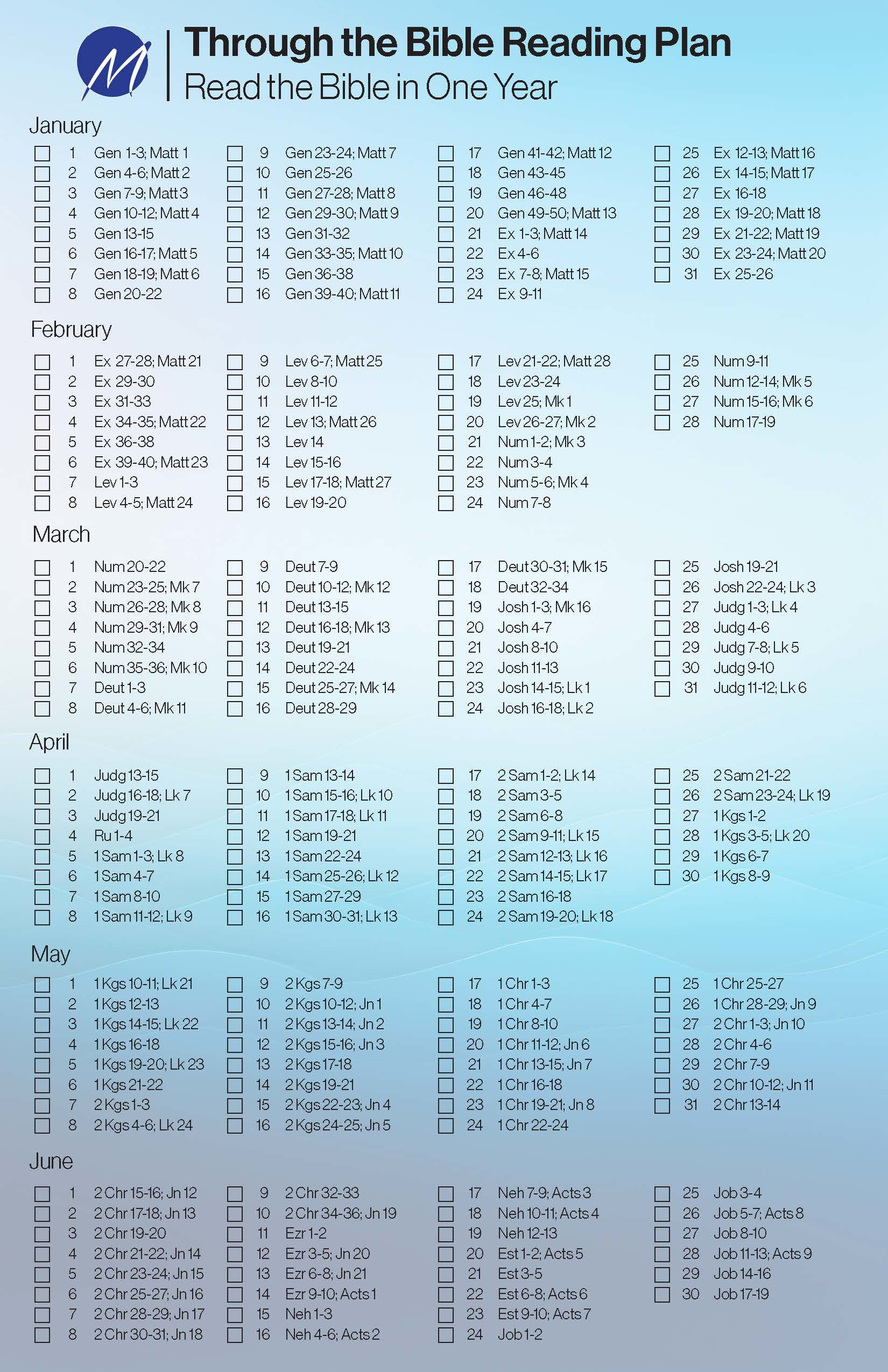 Bible In A Year – Morningstar Christian Chapel for One Year Printable Bible Reading Plan For Beginners