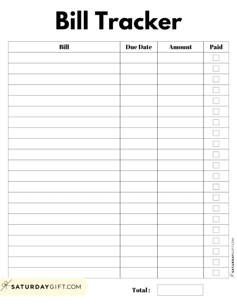 Bill Organizer Template - 39 Cute &amp;amp; Free Printable Bill Trackers for Bill Payment Checklist Free Printable