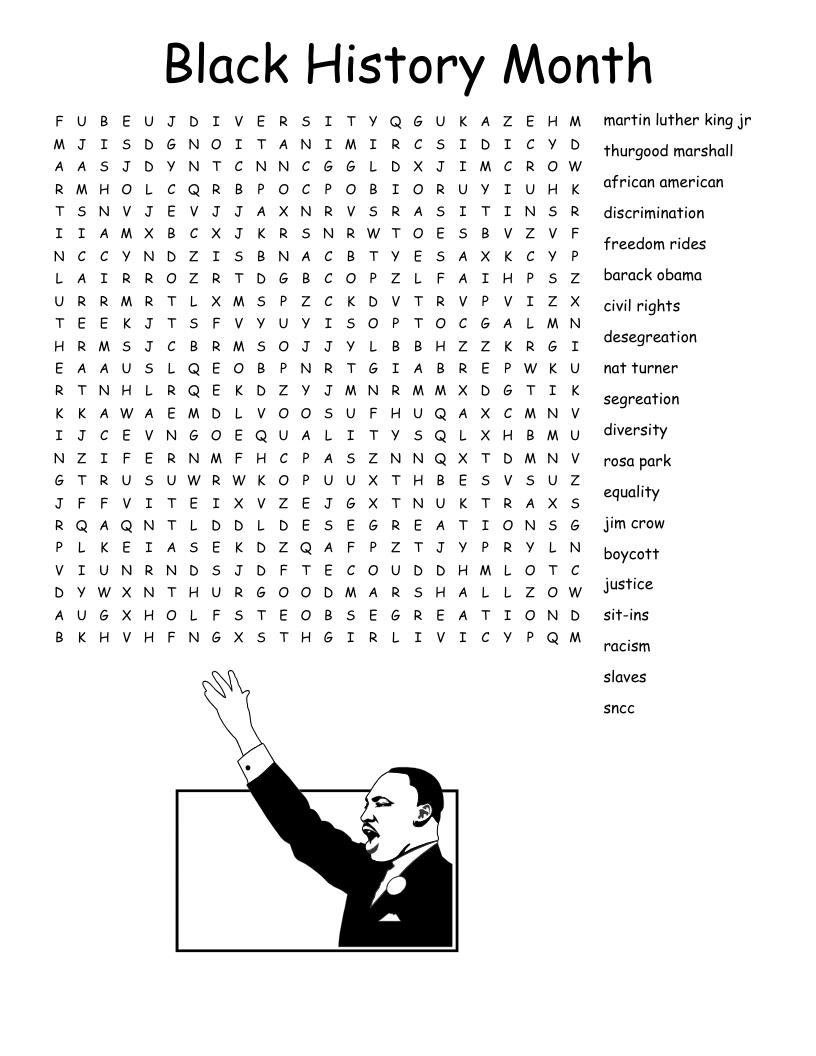 Black History Month Word Search - Wordmint throughout Black History Word Search Free Printable