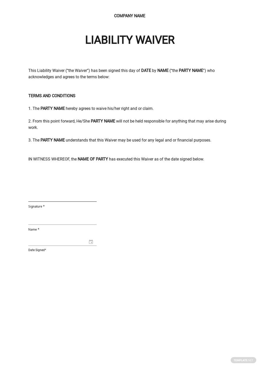 Blank Liability Waiver Template In Word, Google Docs - Download regarding Free Printable Release Of Liability Form