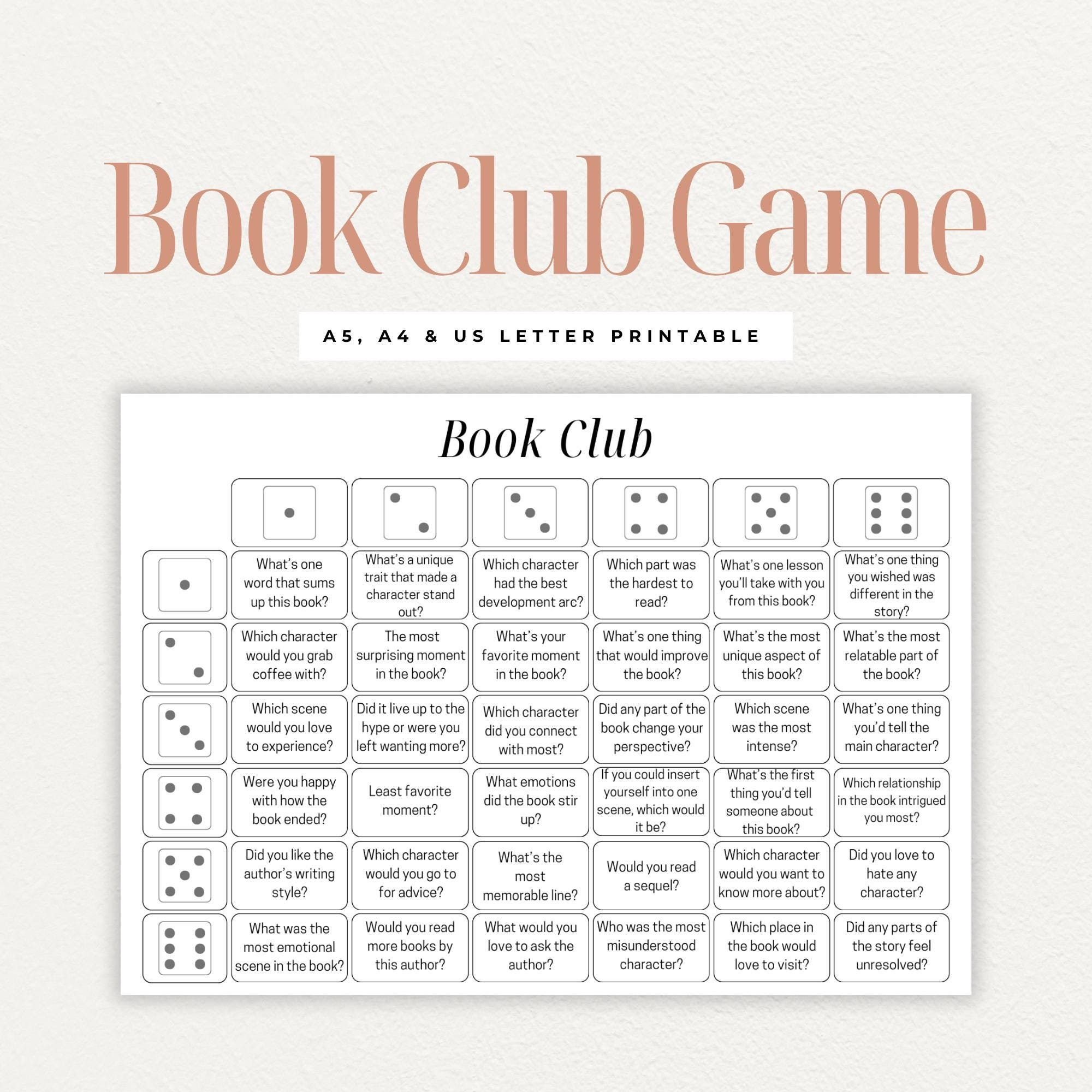 Book Club Discussion Questions Printable, Book Club Cards for Printable Book Club Discussion Questions