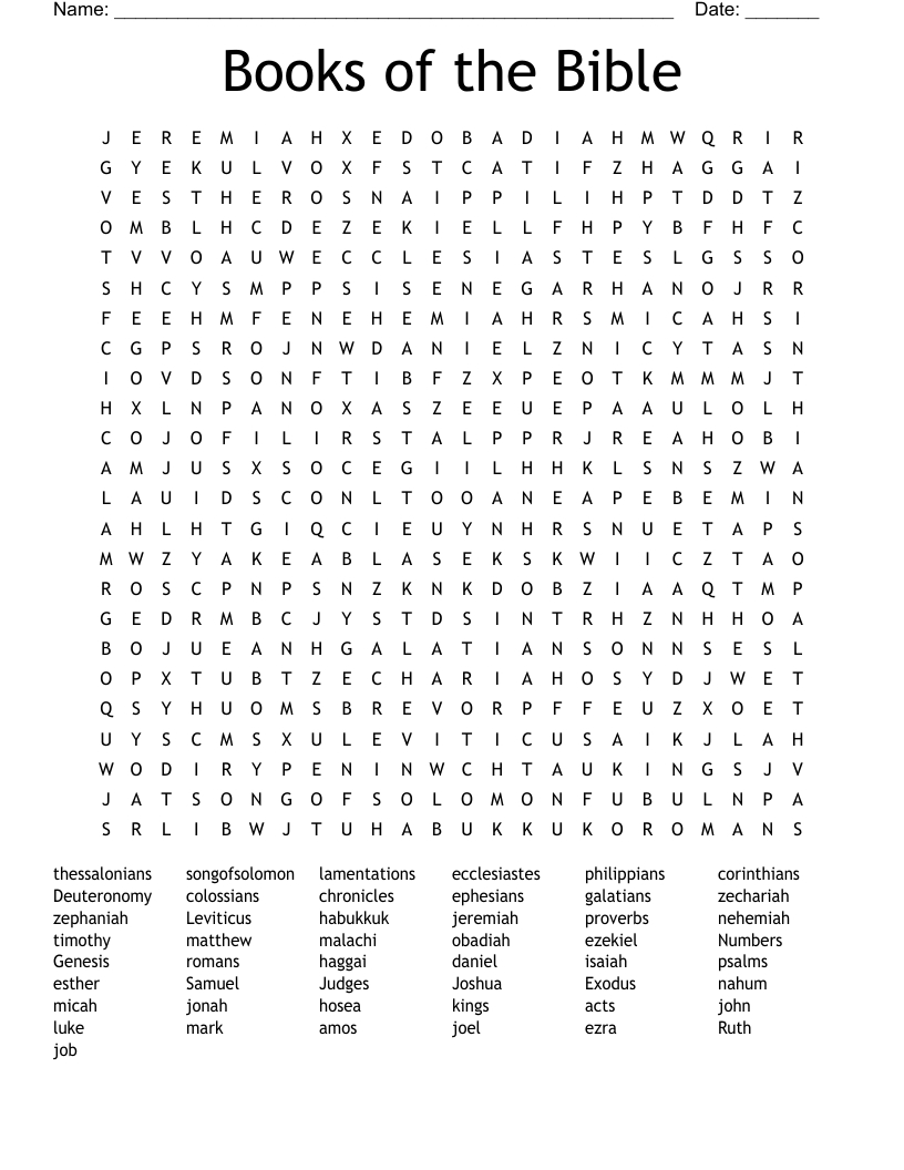 Books Of The Bible Word Search - Wordmint pertaining to Bible Word Searches Free Printable