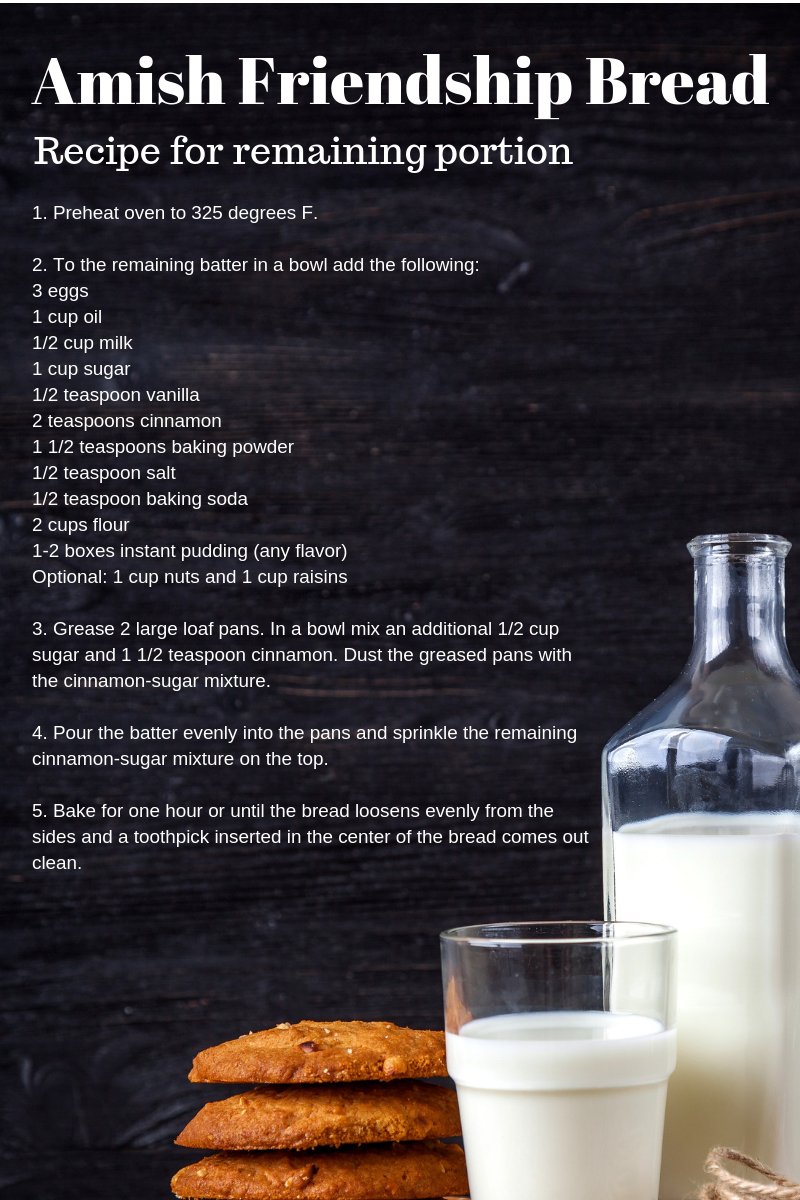 Bringing Back Amish Friendship Bread for Printable 10 Day Amish Recipe Amish Friendship Bread Instructions