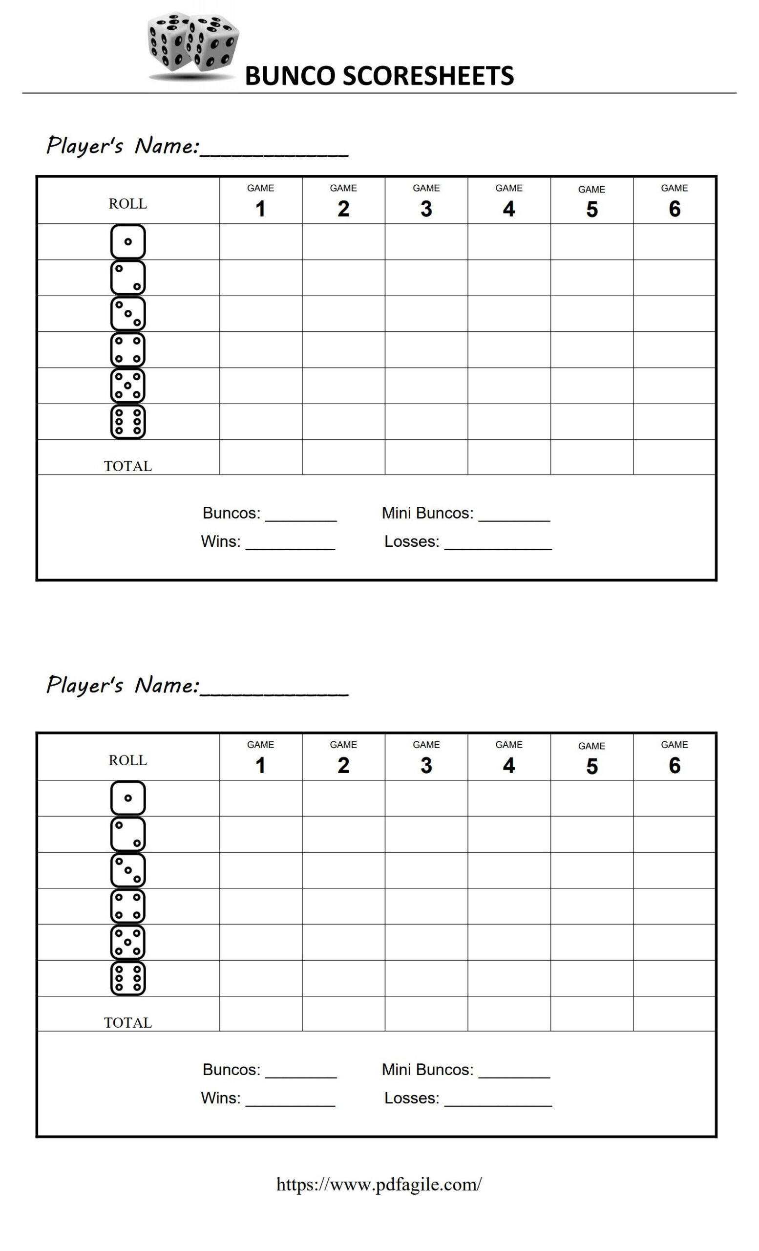 Bunco Scoresheet Template | Pdf Agile inside Free Bunco Score Sheets Printable