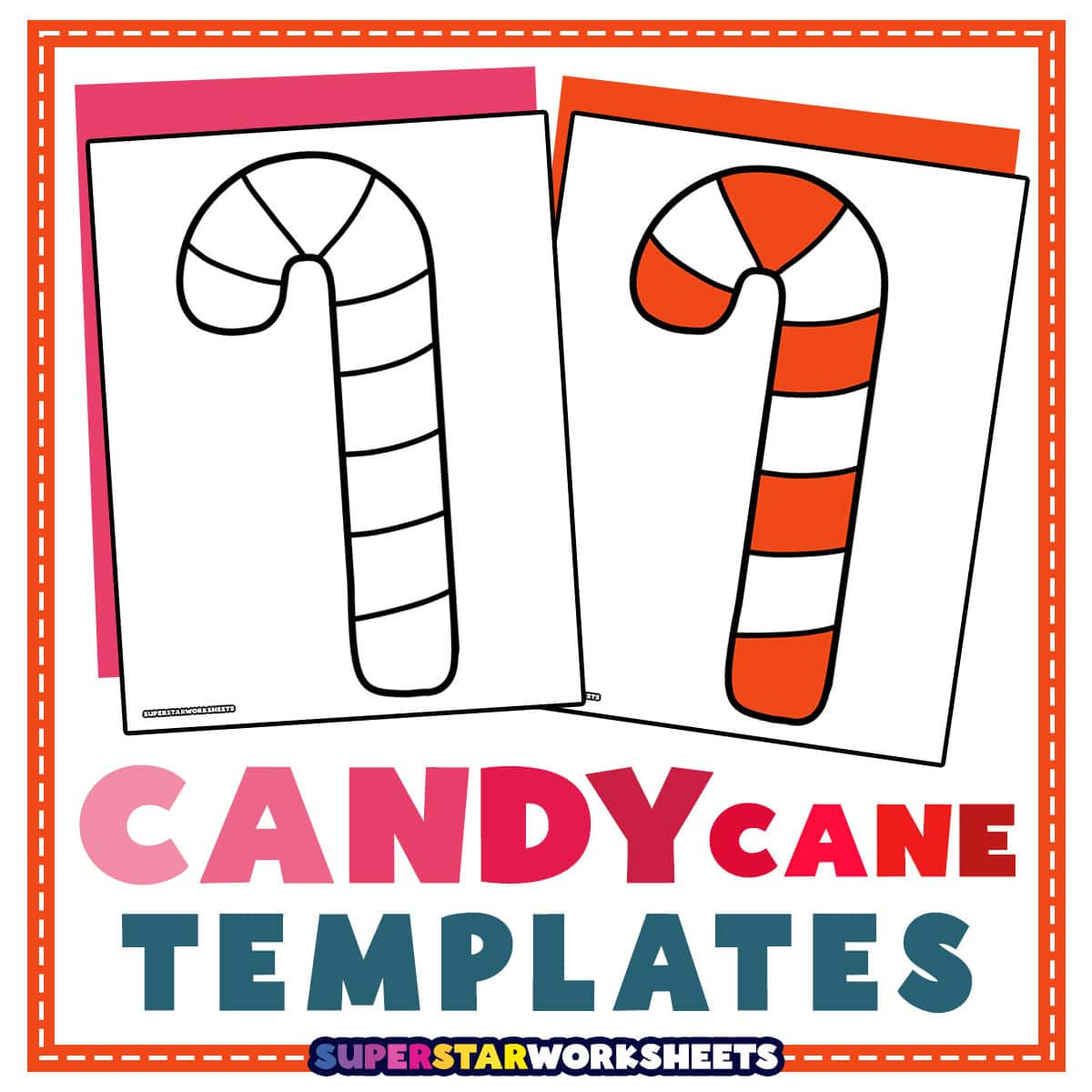 Candy Cane Template (Free Printables) - Superstar Worksheets with Candy Cane Template Printable Free