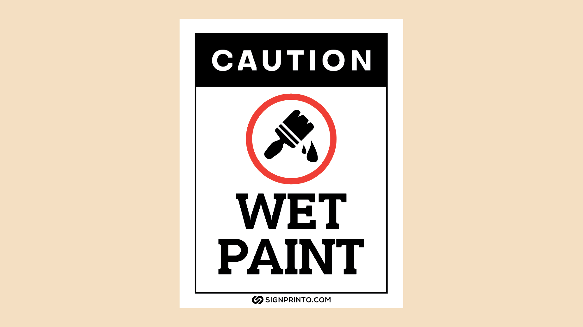 Caution Wet Paint Sign – Black Color [Pdf] with Free Printable Wet Paint Signs