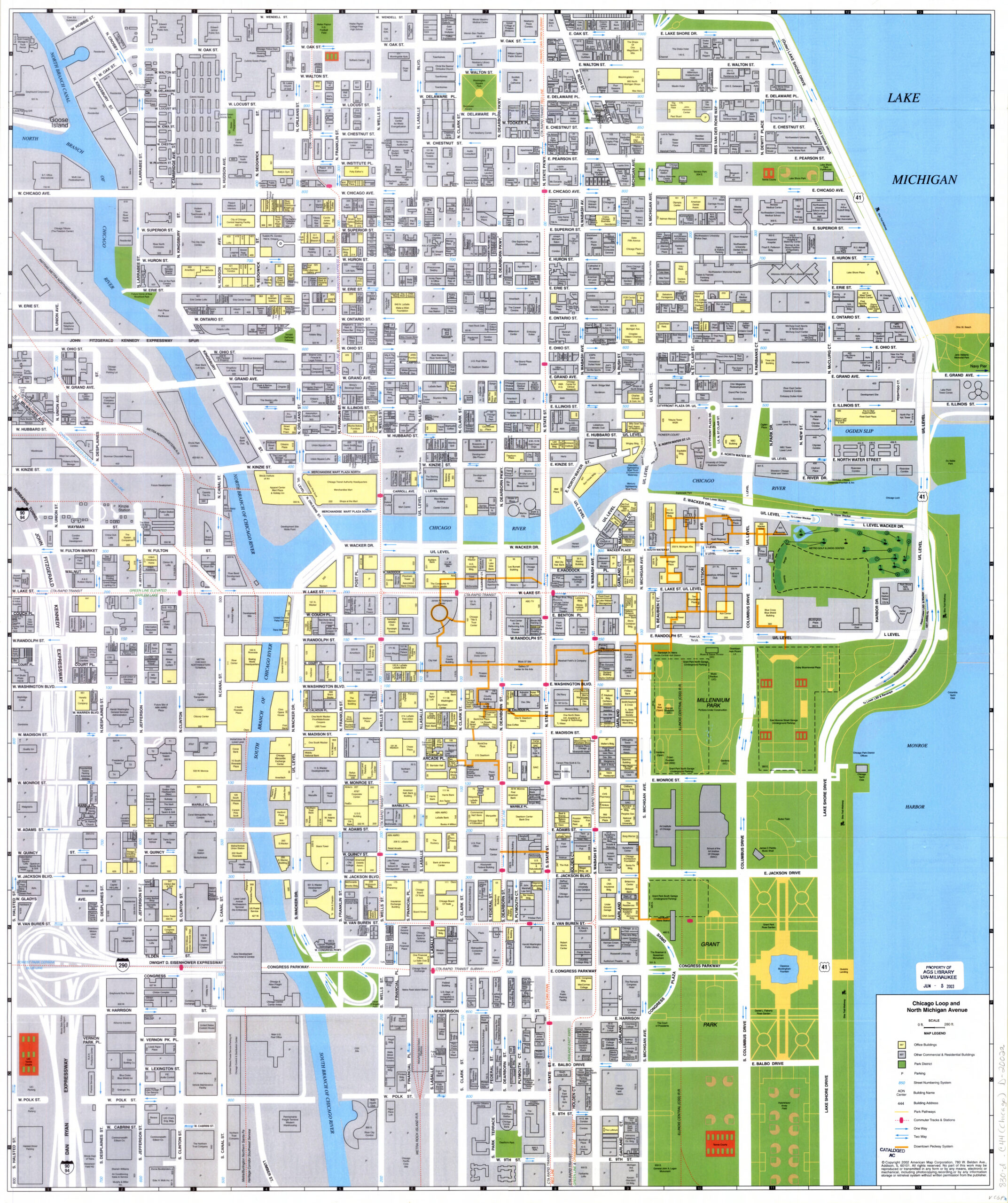 Chicago Loop And North Michigan Avenue / American Map Corporation within Printable Map of Downtown Chicago