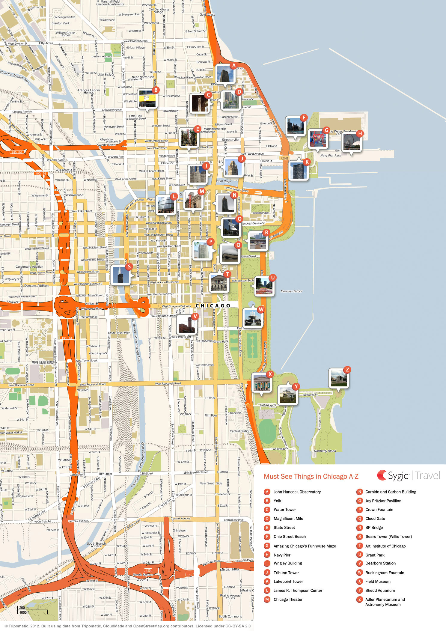 Chicago Printable Tourist Map | Tripomatic regarding Printable Map Of Downtown Chicago
